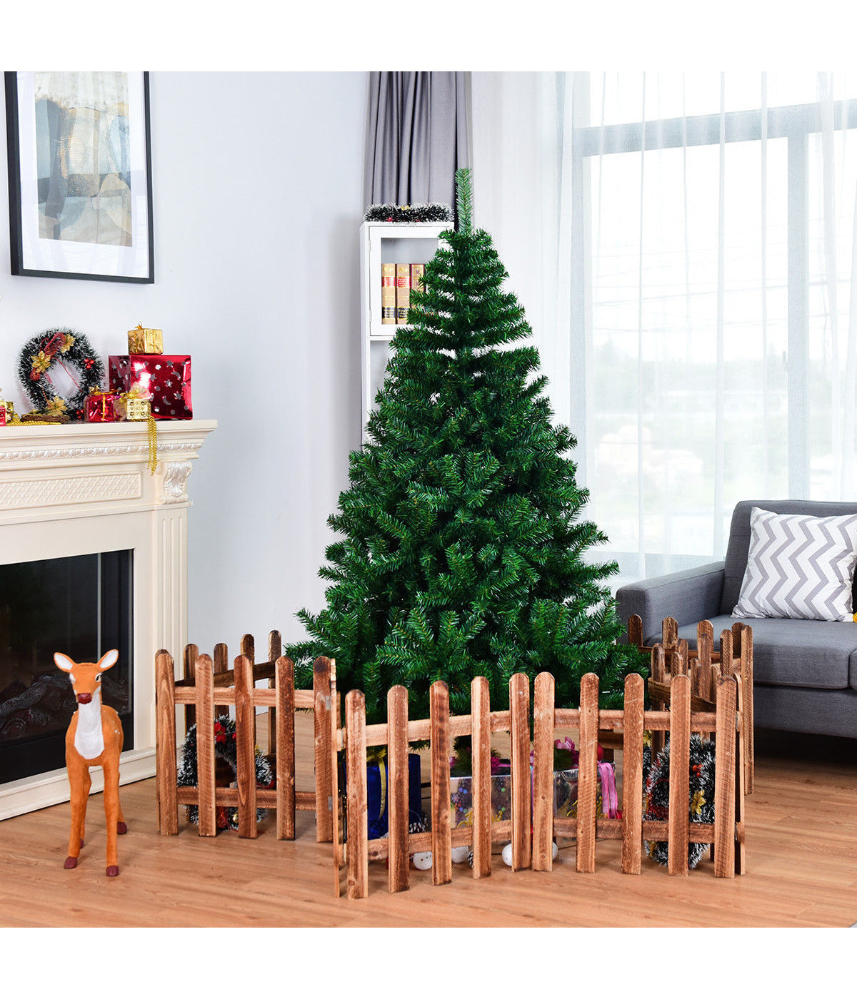  Costway PVC Christmas Tree with Hinged Tips - Green - Bonton