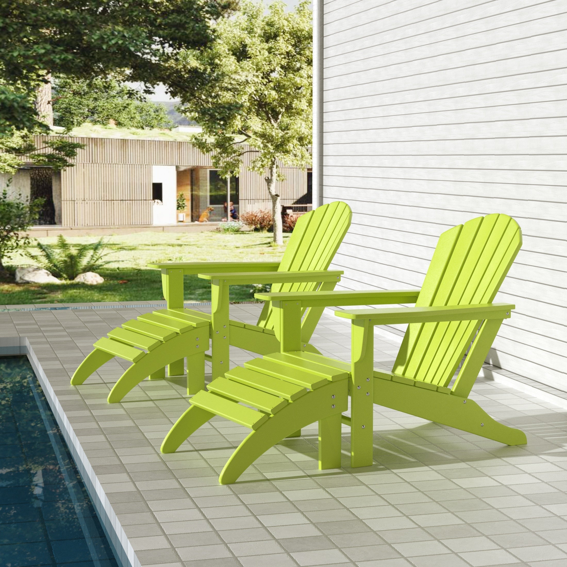  Westin Furniture Altura Outdoor Adirondack Chair With Ottoman 4-Piece Set - Dark Green - Bonton