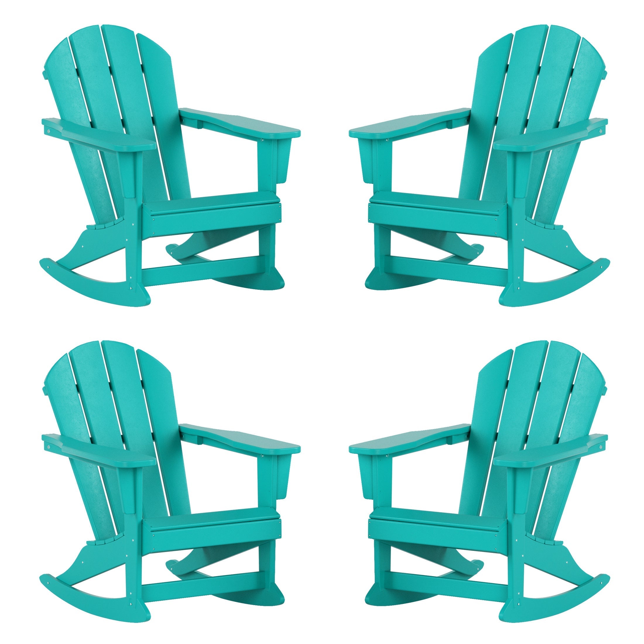  Westin Furniture Outdoor Rocking Poly Adirondack Chair, Set of 4 - Dark Green - Bonton