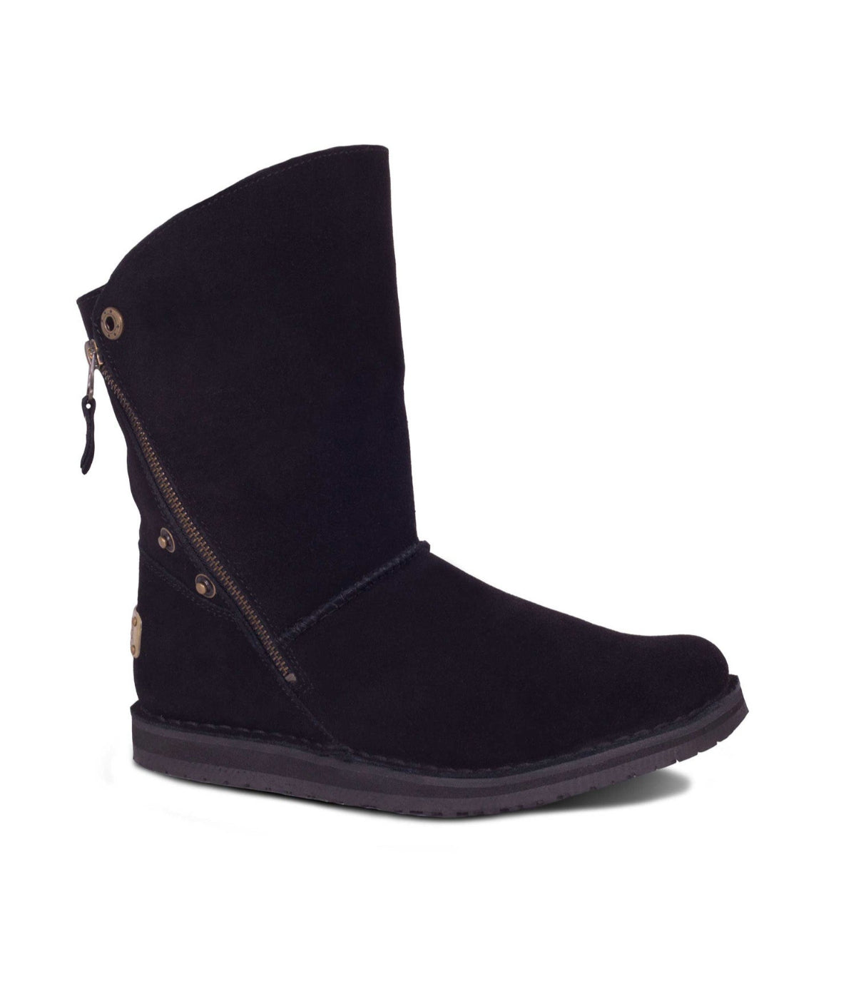  Cloud Nine Cloud Nine Sheepskin Ladies Trixie Stylish Comfy Zipper Boots - Black - Bonton