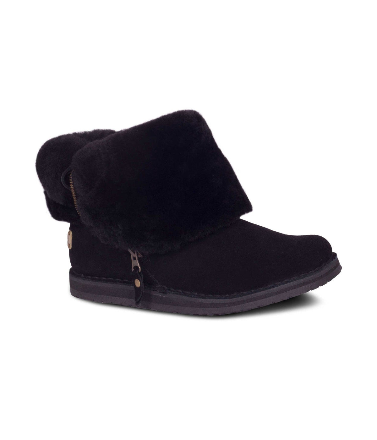  Cloud Nine Cloud Nine Sheepskin Ladies Trixie Stylish Comfy Zipper Boots - Black - Bonton