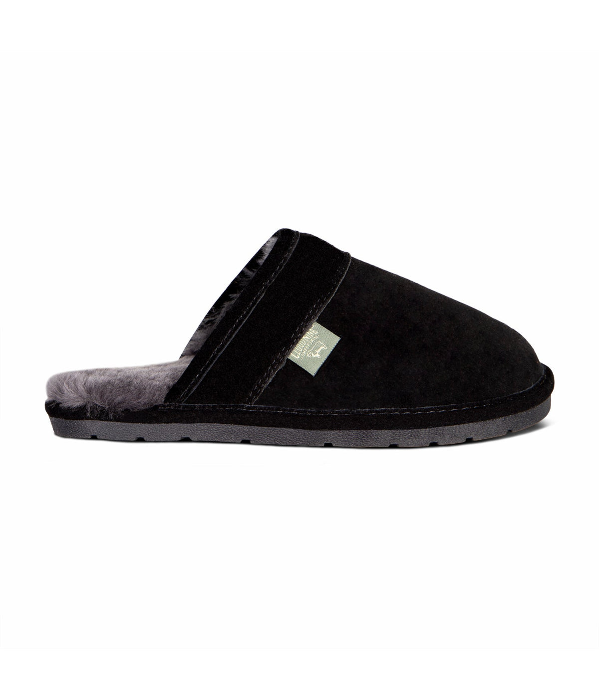  Cloud Nine Cloud Nine Sheepskin Mens Scuff Slip-On Slippers - Black - Bonton