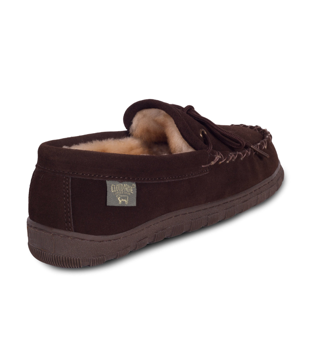  Cloud Nine Cloud Nine Sheepskin Mens Moccasin Indoor/Outdoor Slippers - Chocolate - Bonton