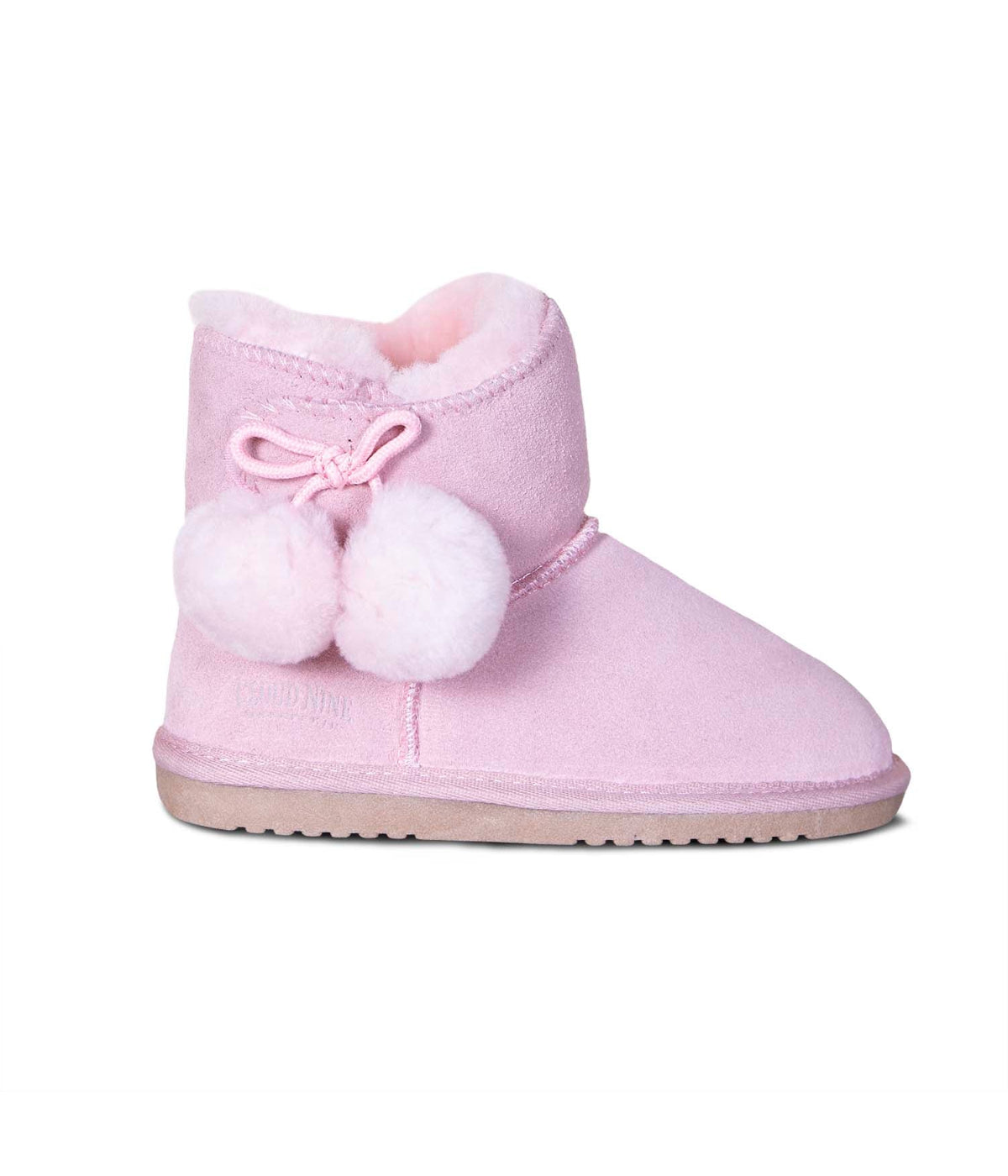  Cloud Nine Cloud Nine Sheepskin Kids Pom-Pom Cozy Boots - Pink - Bonton