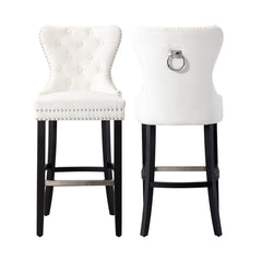 29" Tufted Velvet Bar Stool, Set of 2