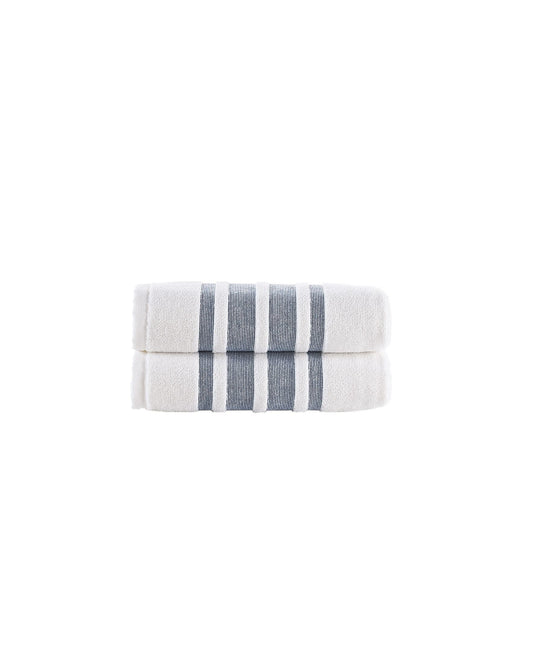 Contrast Border 2 Piece Hand Towel Set