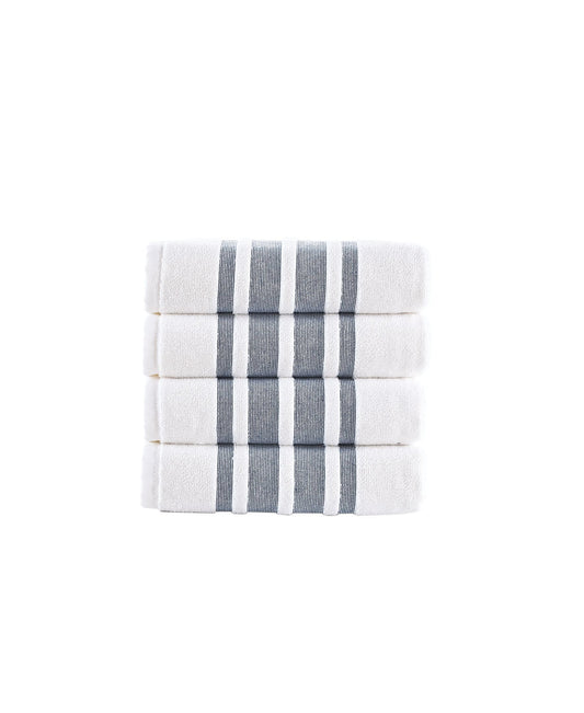 Contrast Border Hand Towel 4 Piece Set