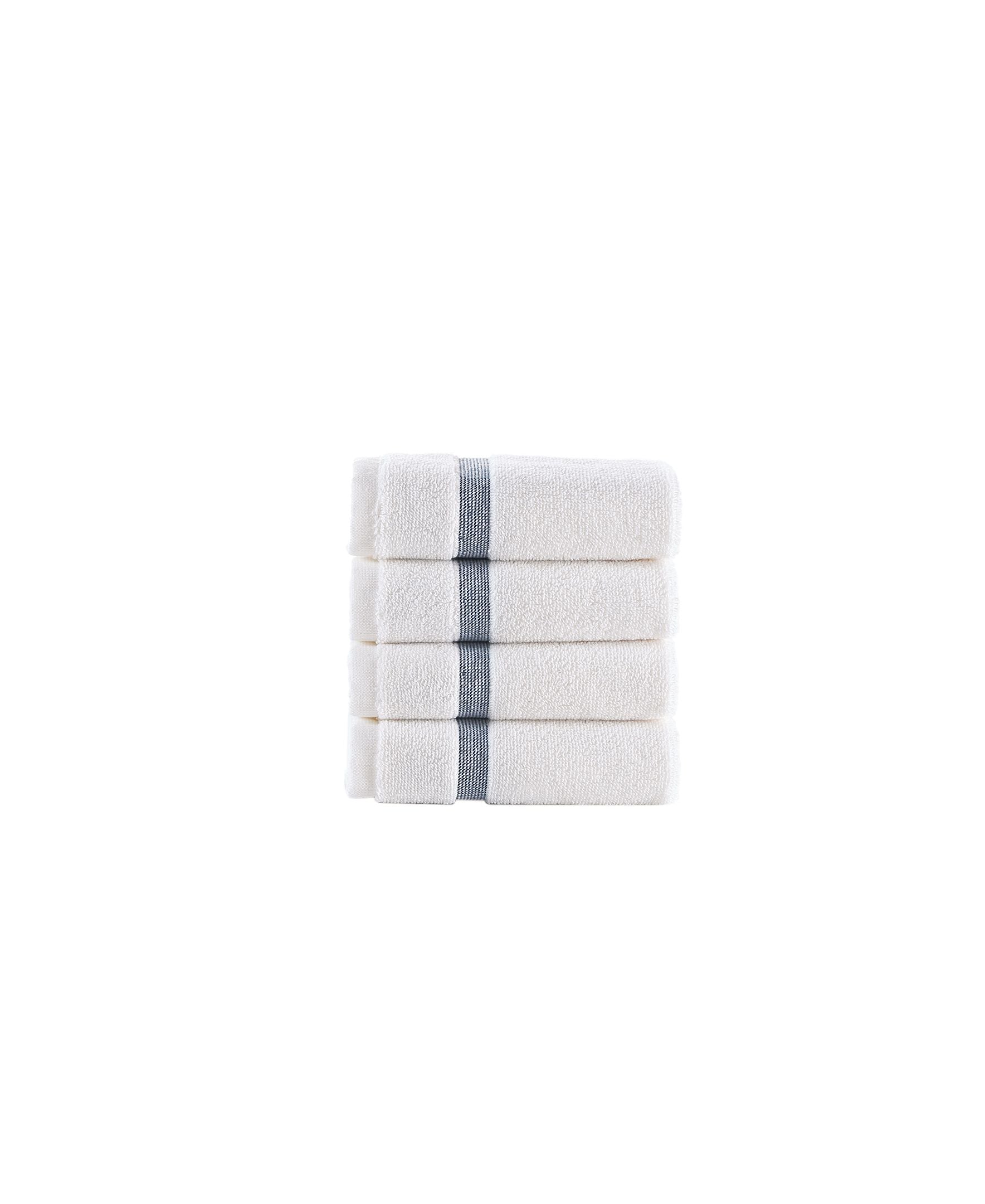  Brooks Brothers Contrast Border 4 Piece Wash Towel Set - Navy - Bonton