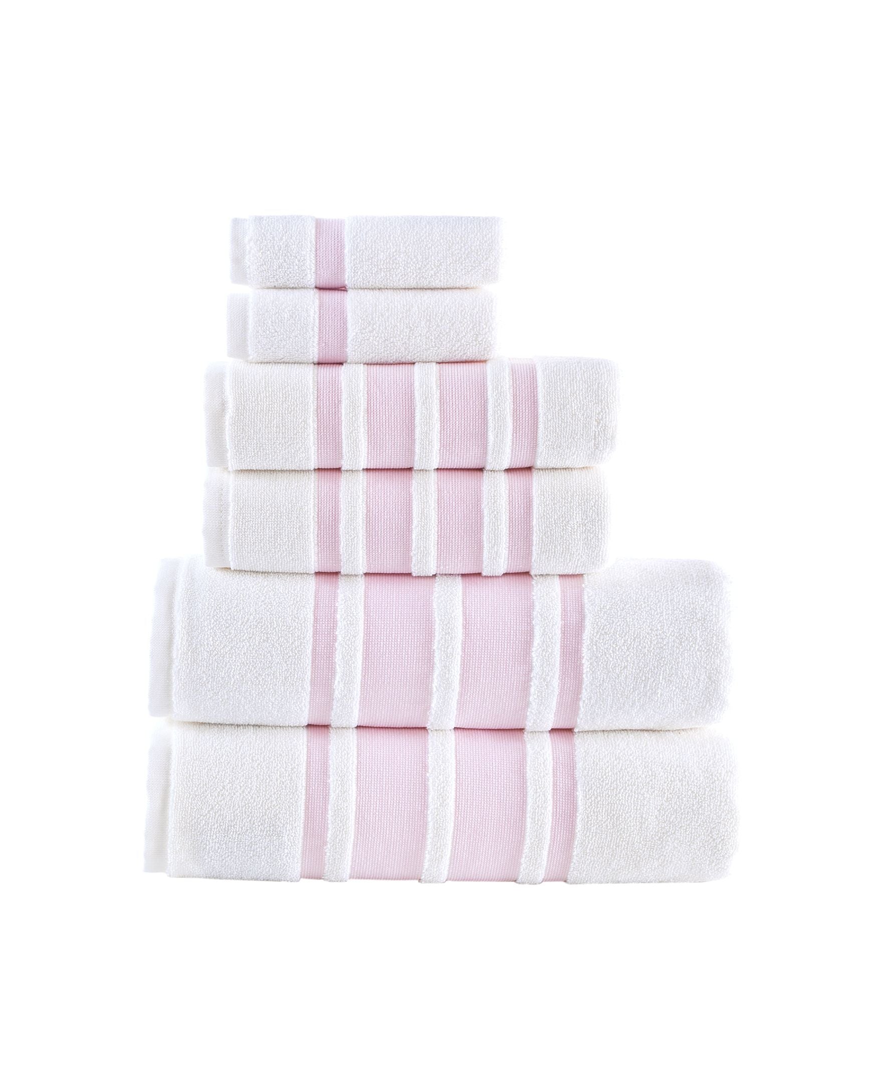  Brooks Brothers Contrast Border 6 Piece Towel Set - Taupe - Bonton