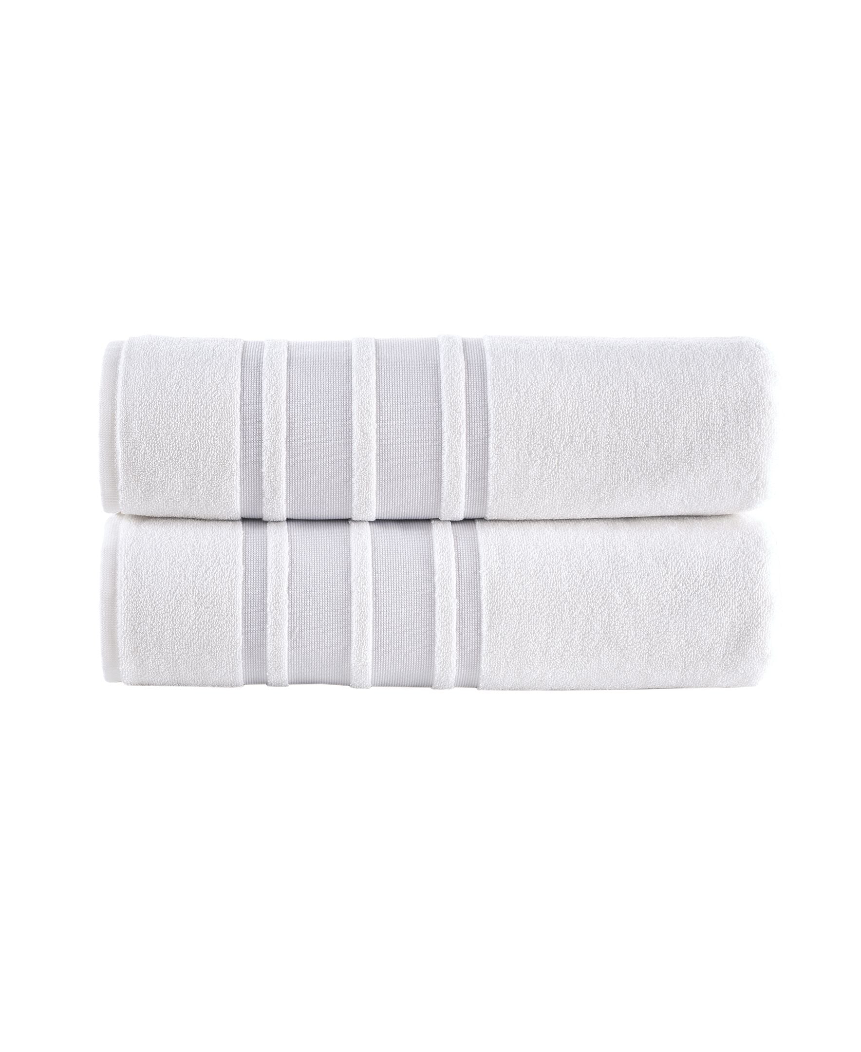  Brooks Brothers Contrast Border Bath Sheet 2 Piece Set - Taupe - Bonton