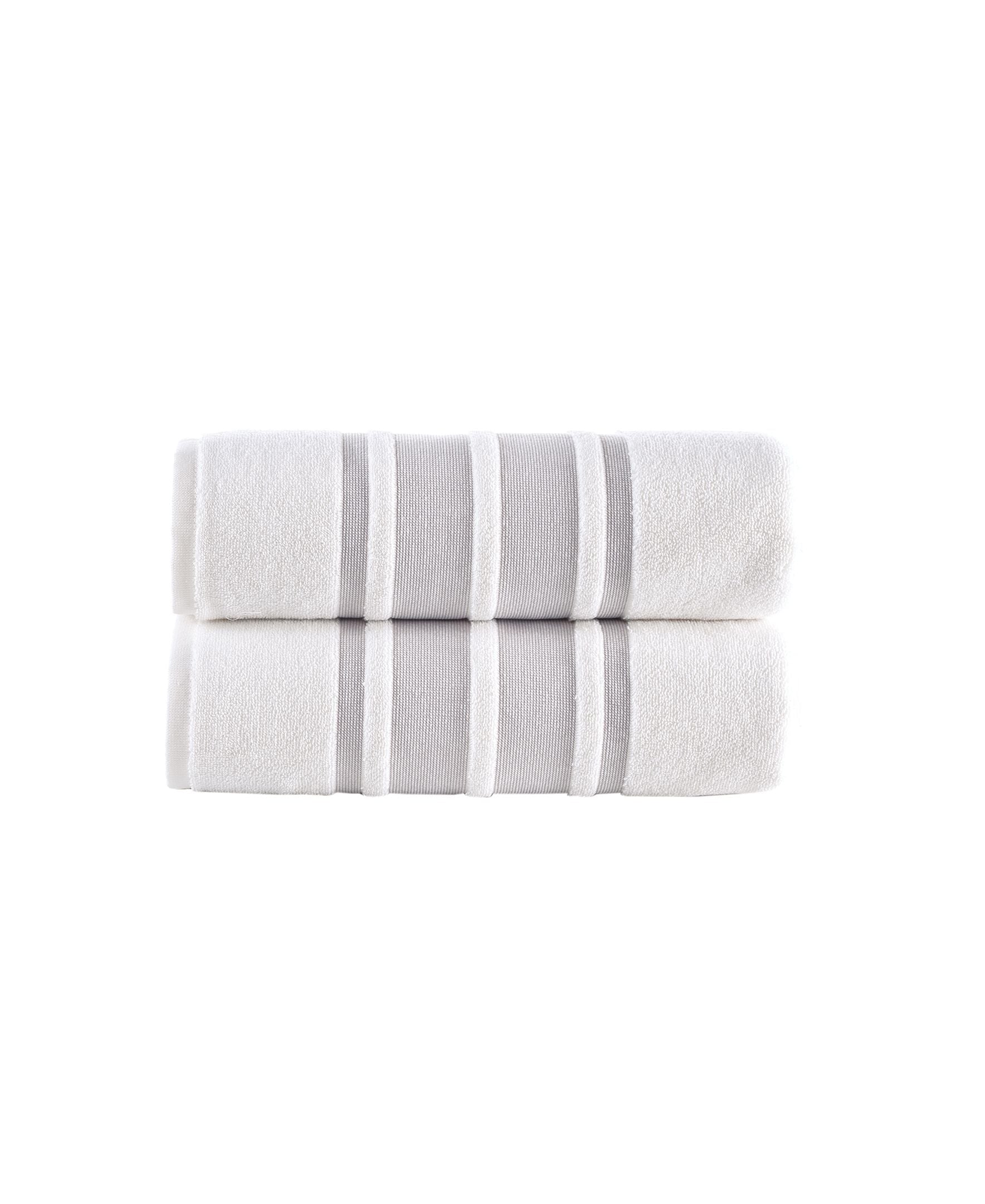  Brooks Brothers Contrast Border Bath Towel 2 Piece Set - Navy - Bonton