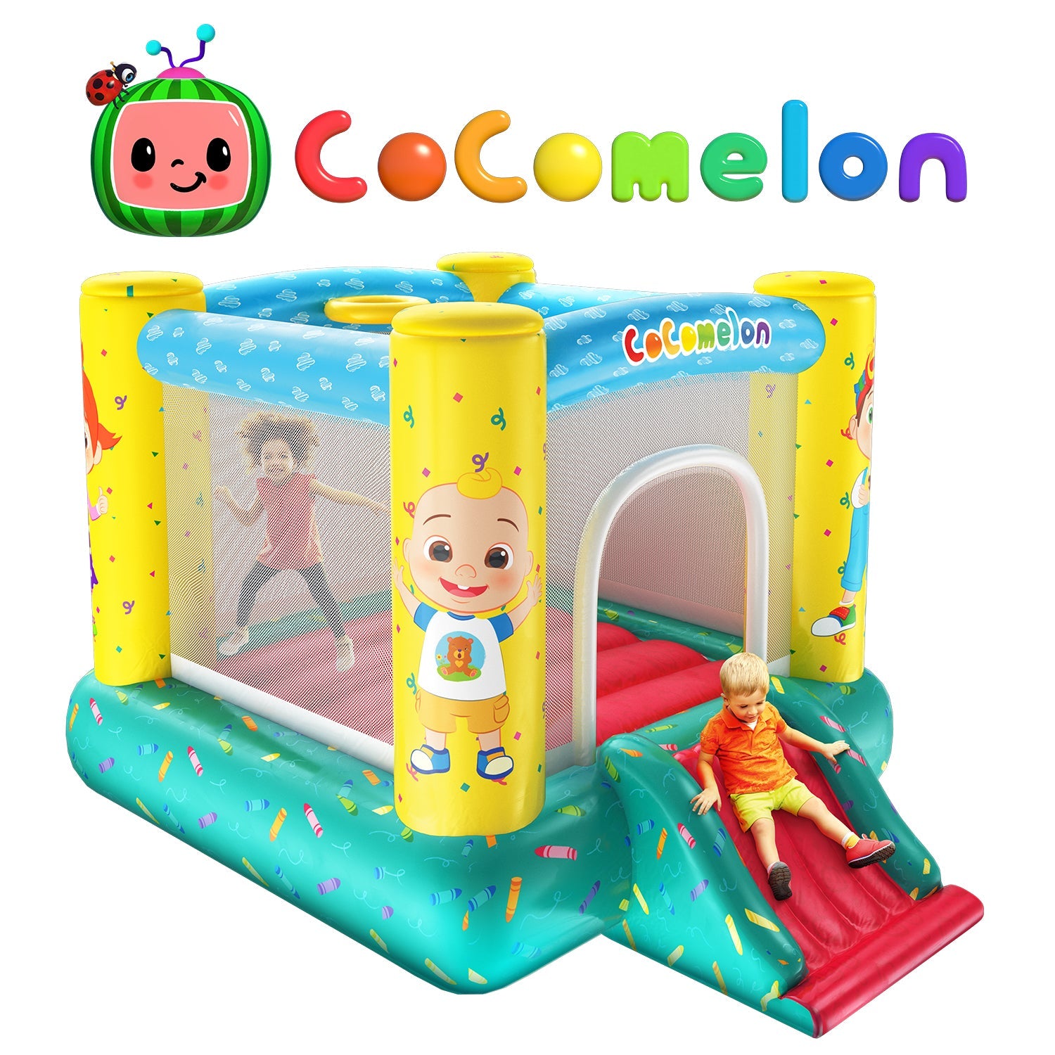  HobbyTron Cocomelon Jump N' Slide Bouncer (Includes Electric Air Pump) - Default Title - Bonton