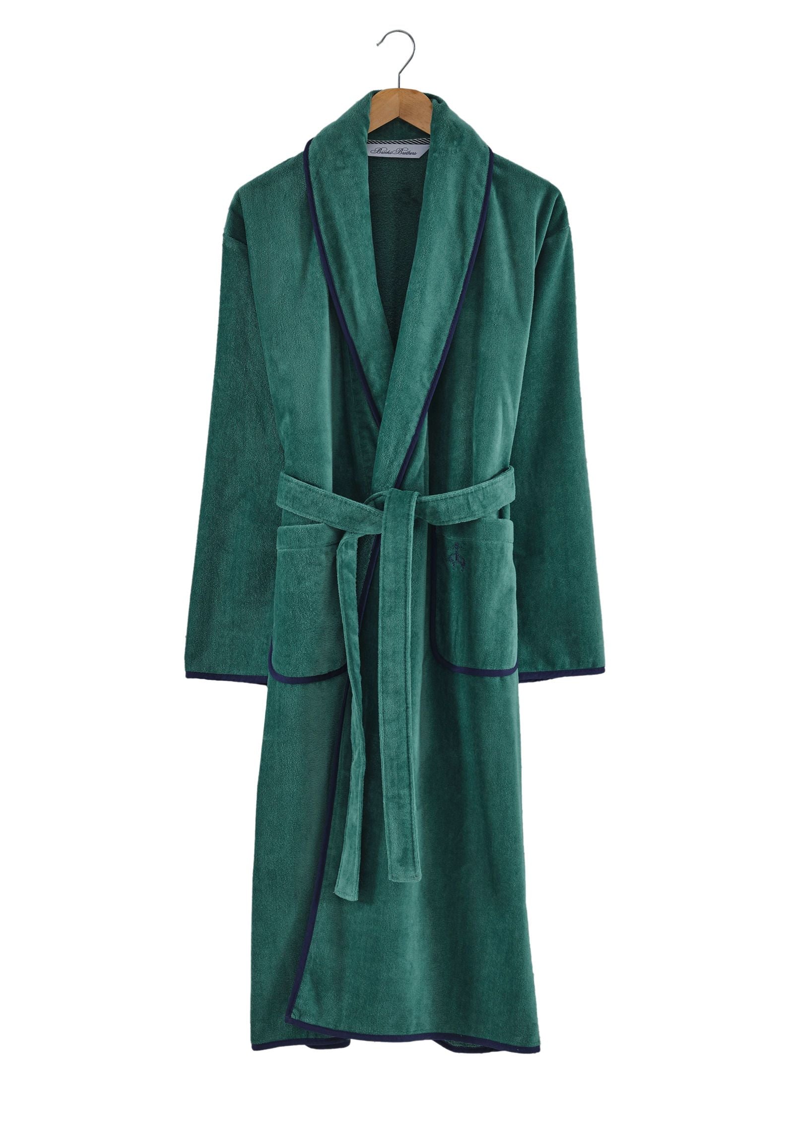  Brooks Brothers Contrast Frame Bathrobe - Deep Jungle - Bonton