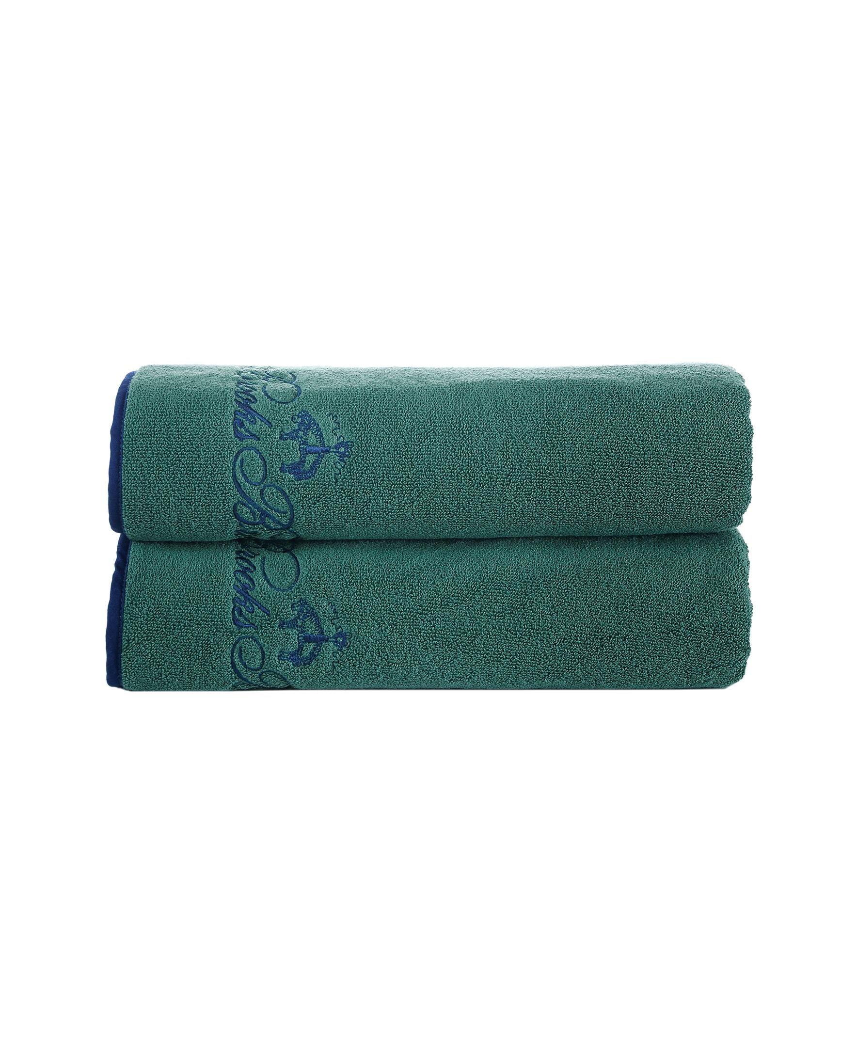  Brooks Brothers Contrast Frame Bath Towel 2 Piece Set - Deep Jungle - Bonton