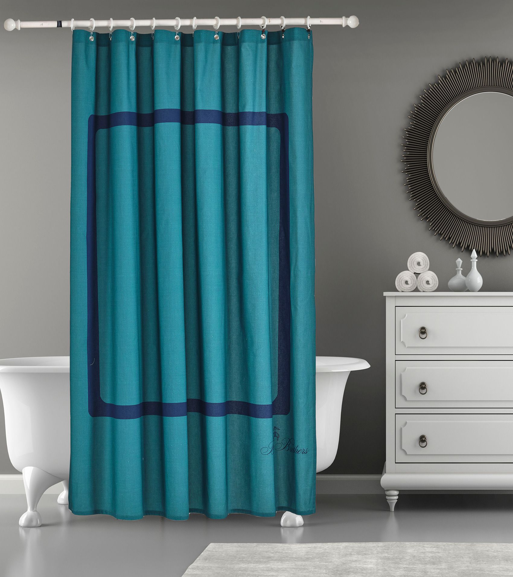  Brooks Brothers Contrast Frame Shower Curtain - Royal Blue - Bonton