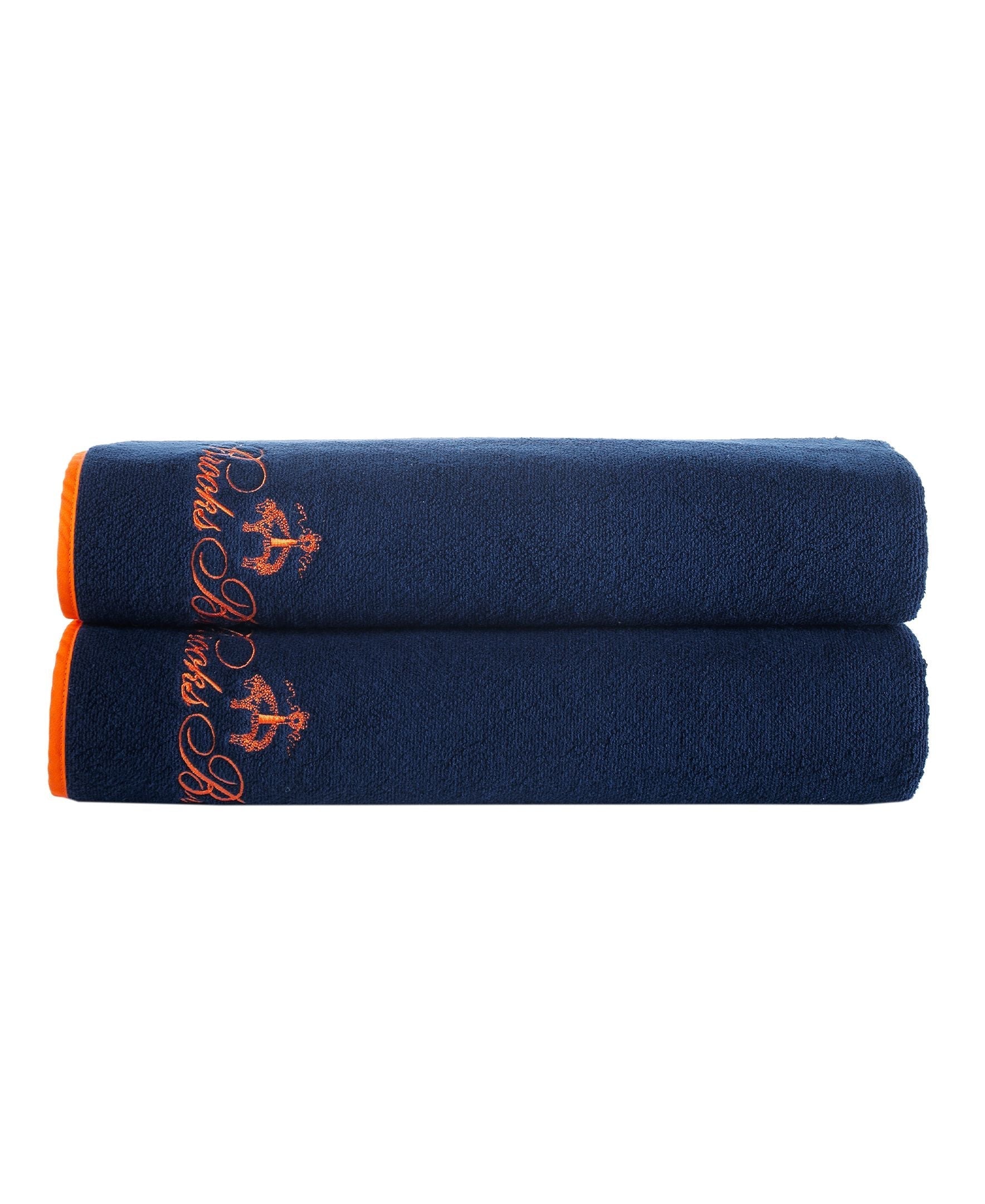  Brooks Brothers Contrast Frame Bath Sheet 2 Piece Set - Deep Jungle - Bonton