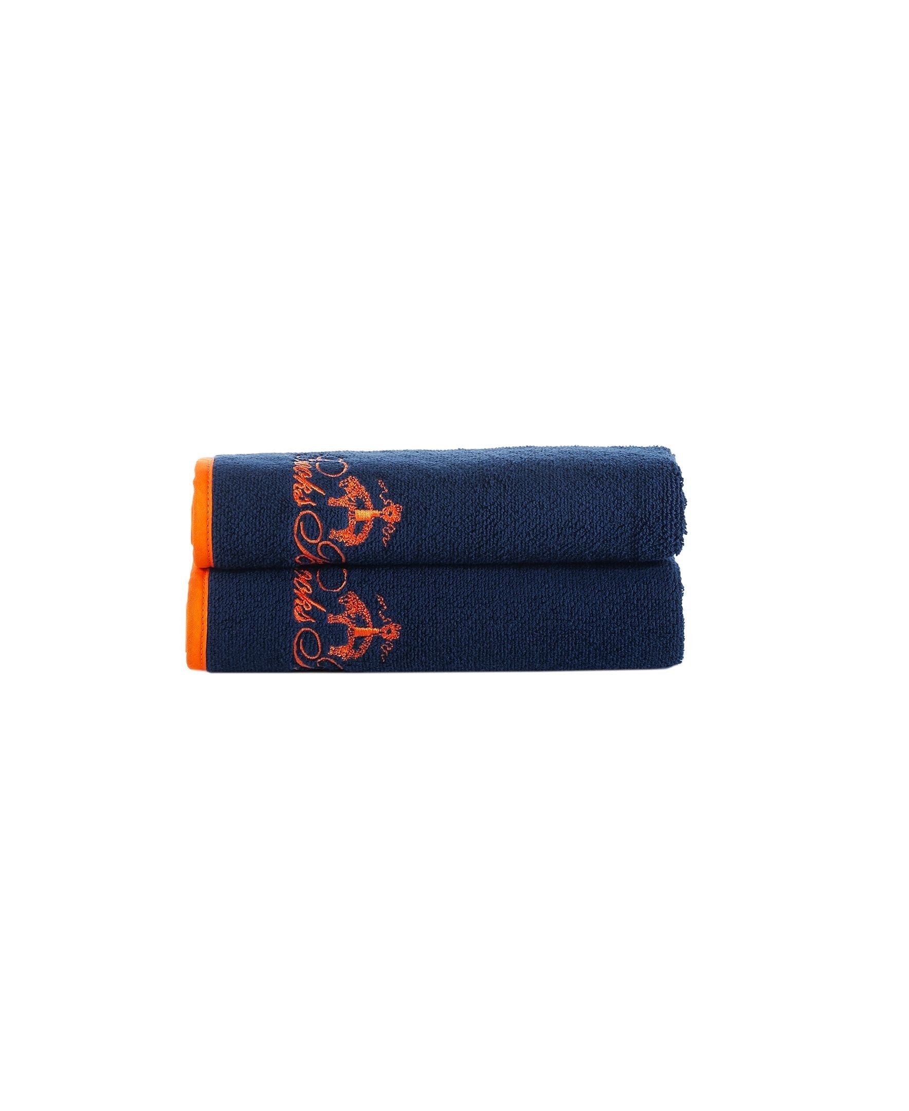  Brooks Brothers Contrast Frame Hand Towel 2 Piece Set - Royal Blue - Bonton