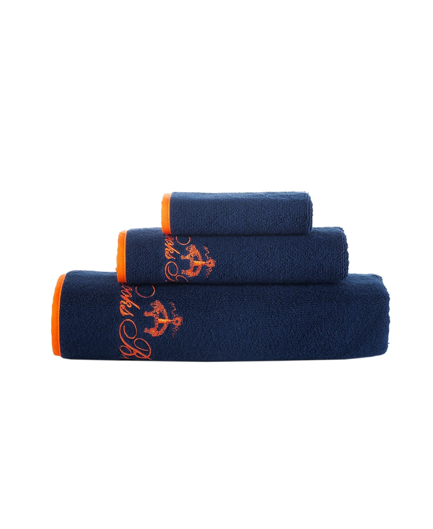  Brooks Brothers Contrast Frame 3 Piece Towel Set - Royal Blue - Bonton