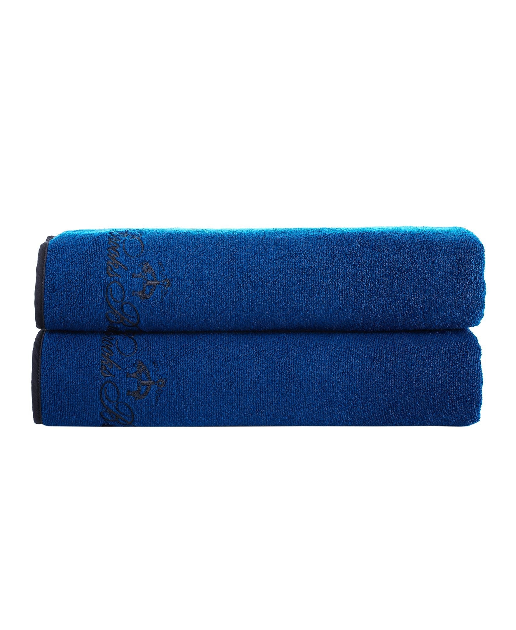  Brooks Brothers Contrast Frame Bath Sheet 2 Piece Set - Navy - Bonton