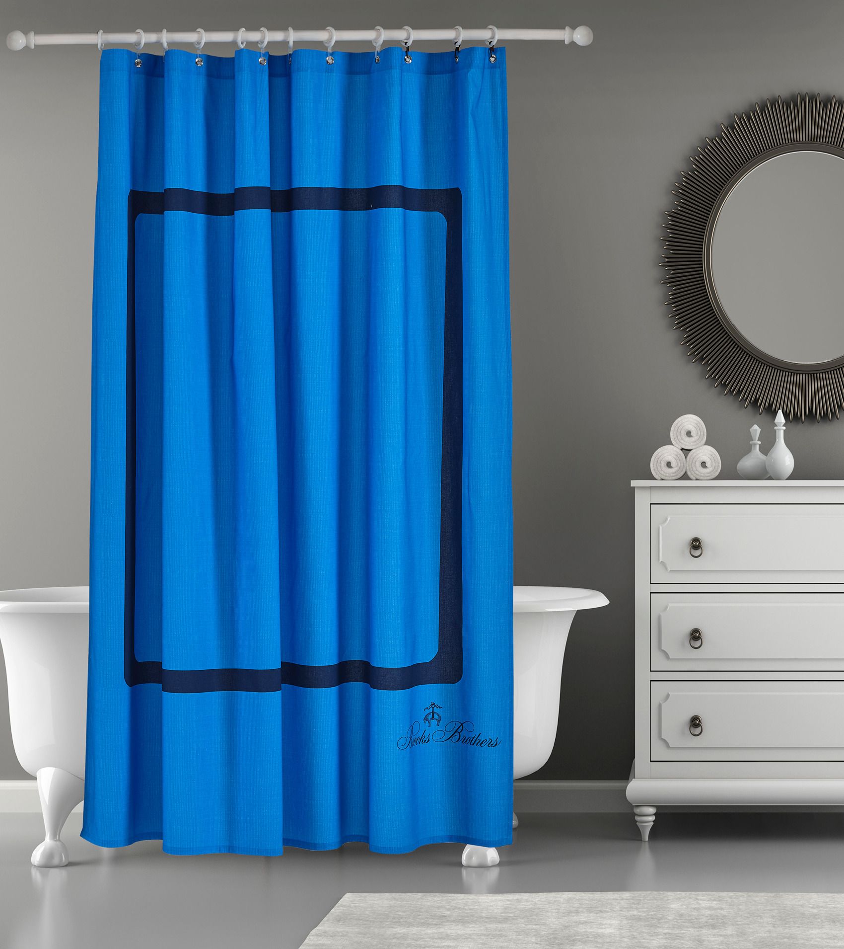  Brooks Brothers Contrast Frame Shower Curtain - Royal Blue - Bonton