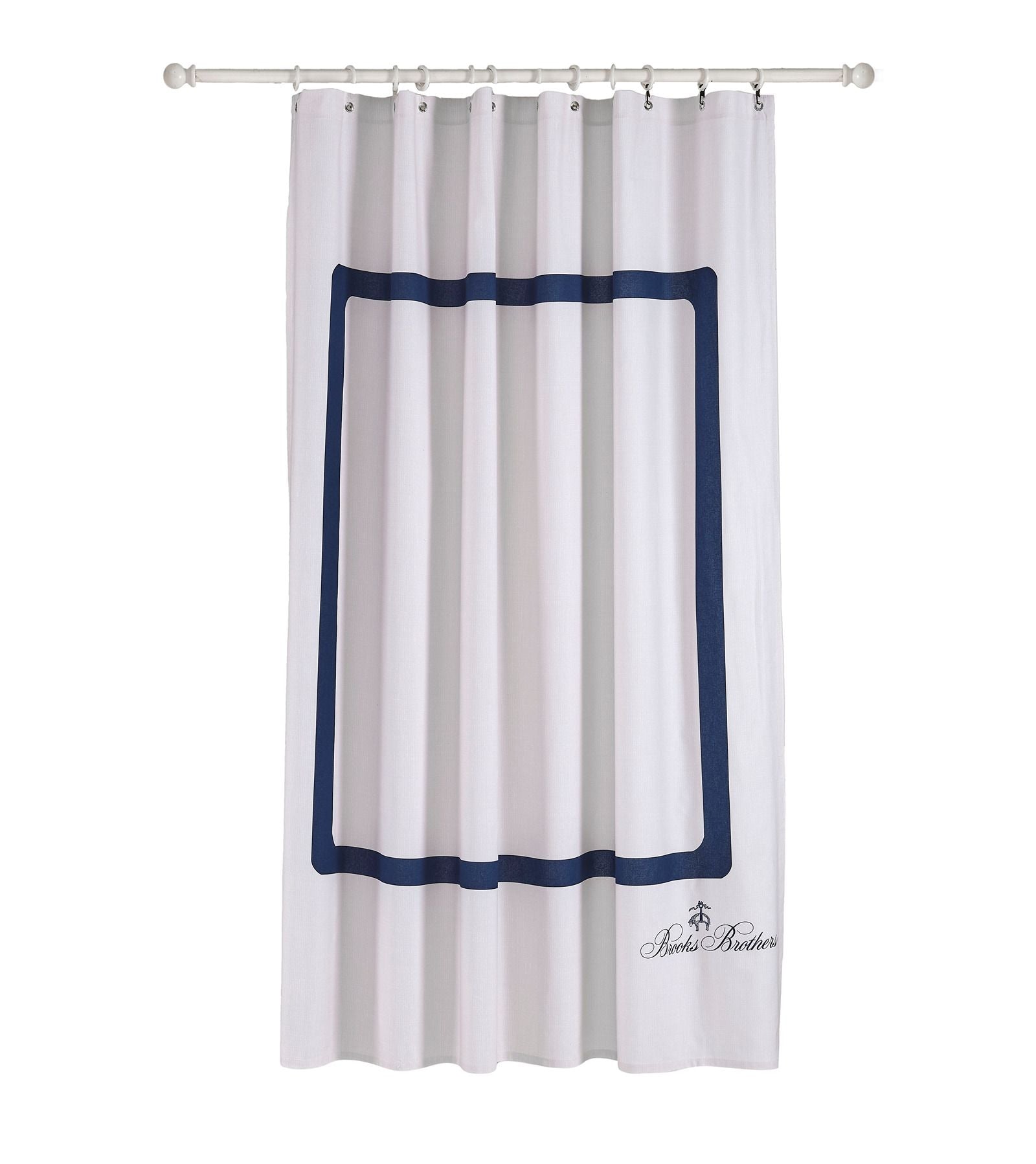  Brooks Brothers Contrast Frame Shower Curtain - Navy - Bonton