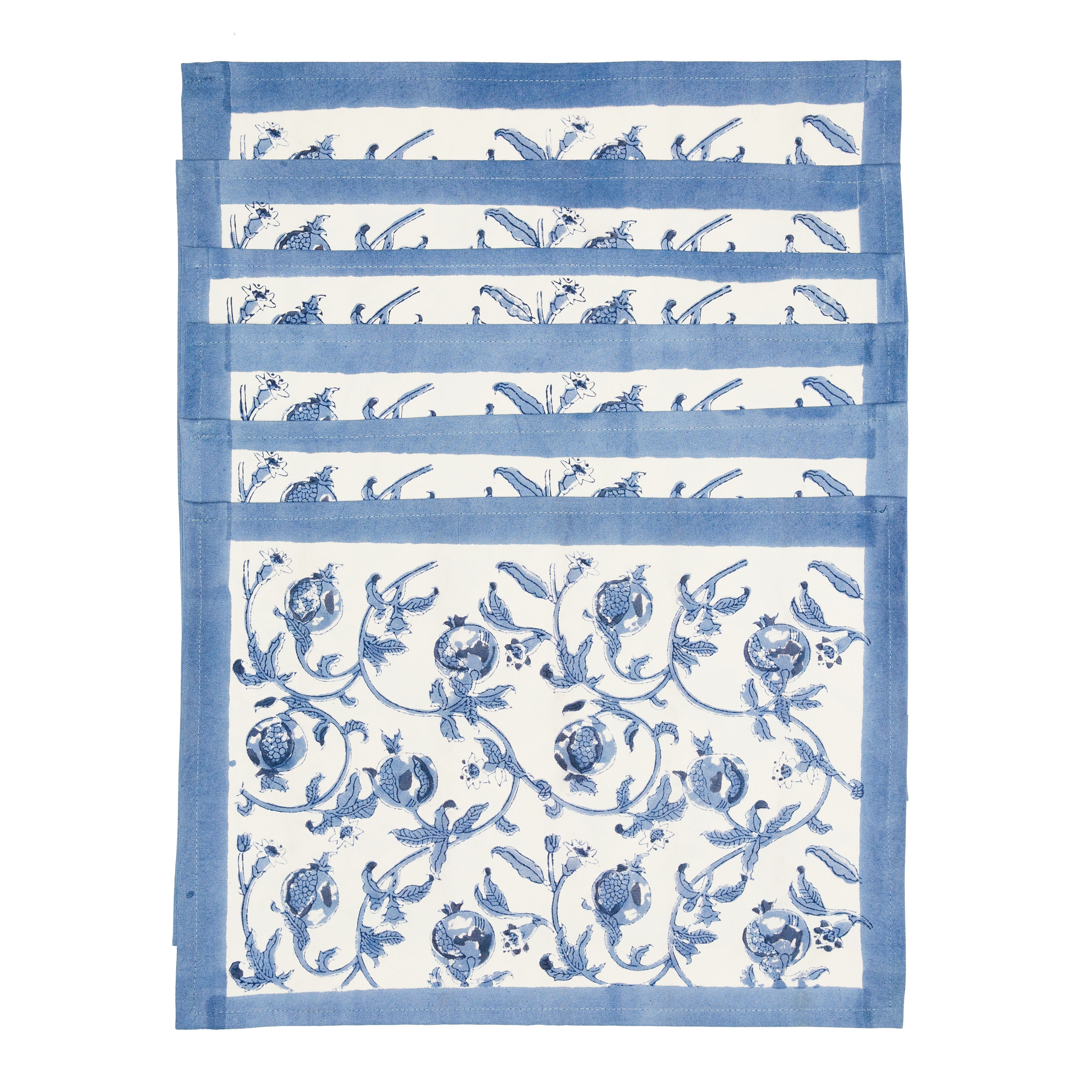  Couleur Nature Cornflower Blue Placemats Set of 6 - Blue - Bonton