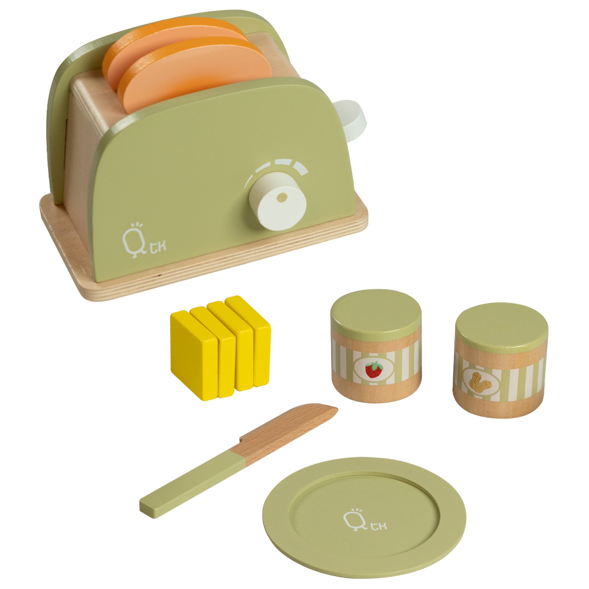  Teamson Kids Teamson Kids - Little Chef Frankfurt Wooden Toaster Play Kitchen Accessories - Green - Bonton