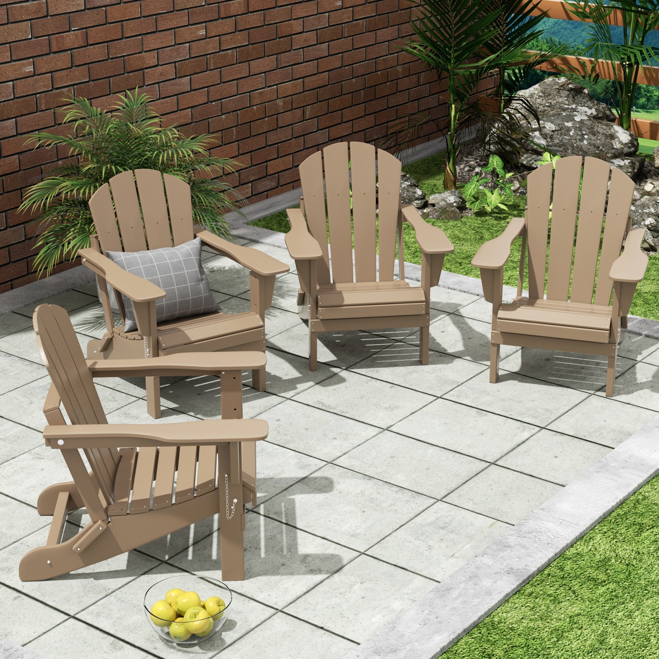  Westin Furniture Outdoor Patio Folding Adirondack Chair, Set of 4 - Dark Brown - Bonton