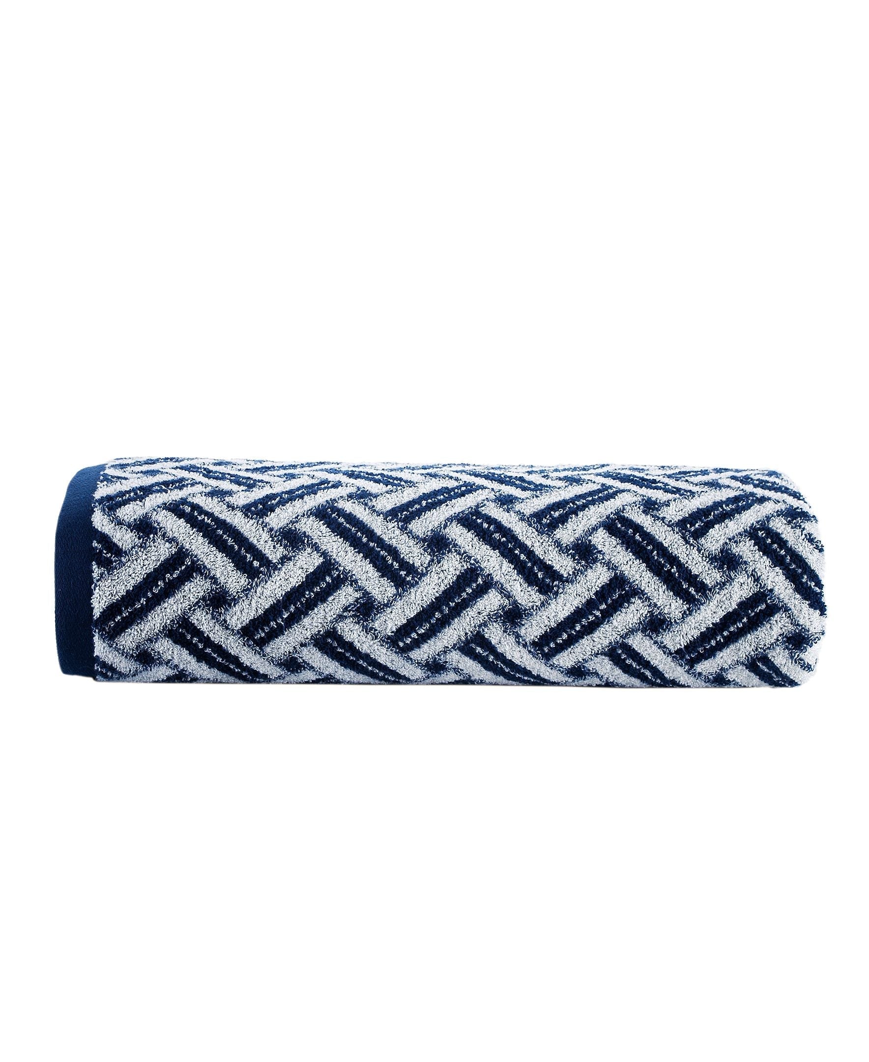  Brooks Brothers Criss Cross Stripe Bath Sheet - Navy - Bonton