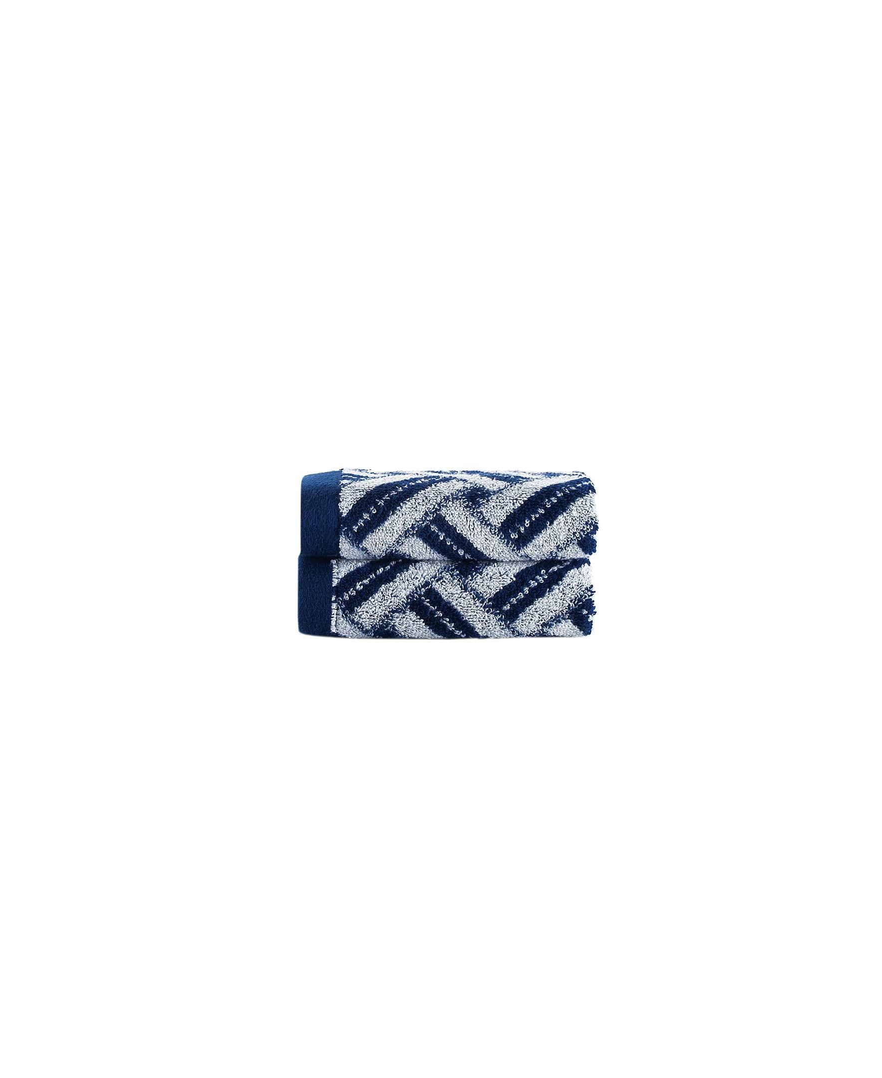  Brooks Brothers Criss Cross Stripe 2 Piece Wash Towel Set - Navy - Bonton