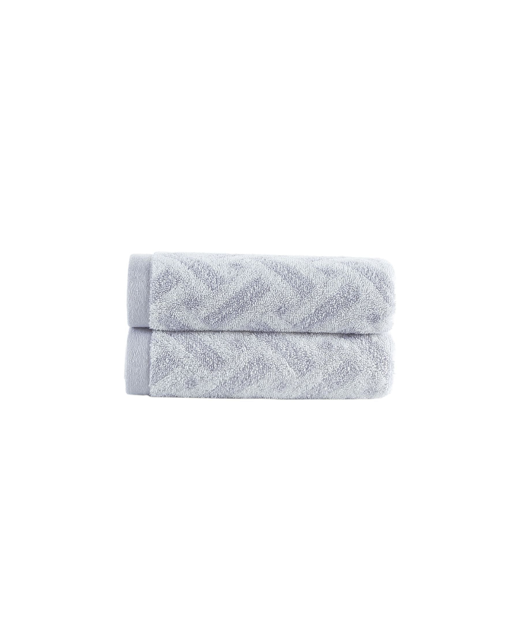  Brooks Brothers Criss Cross Stripe Hand Towel 2 Piece Set - Silver - Bonton