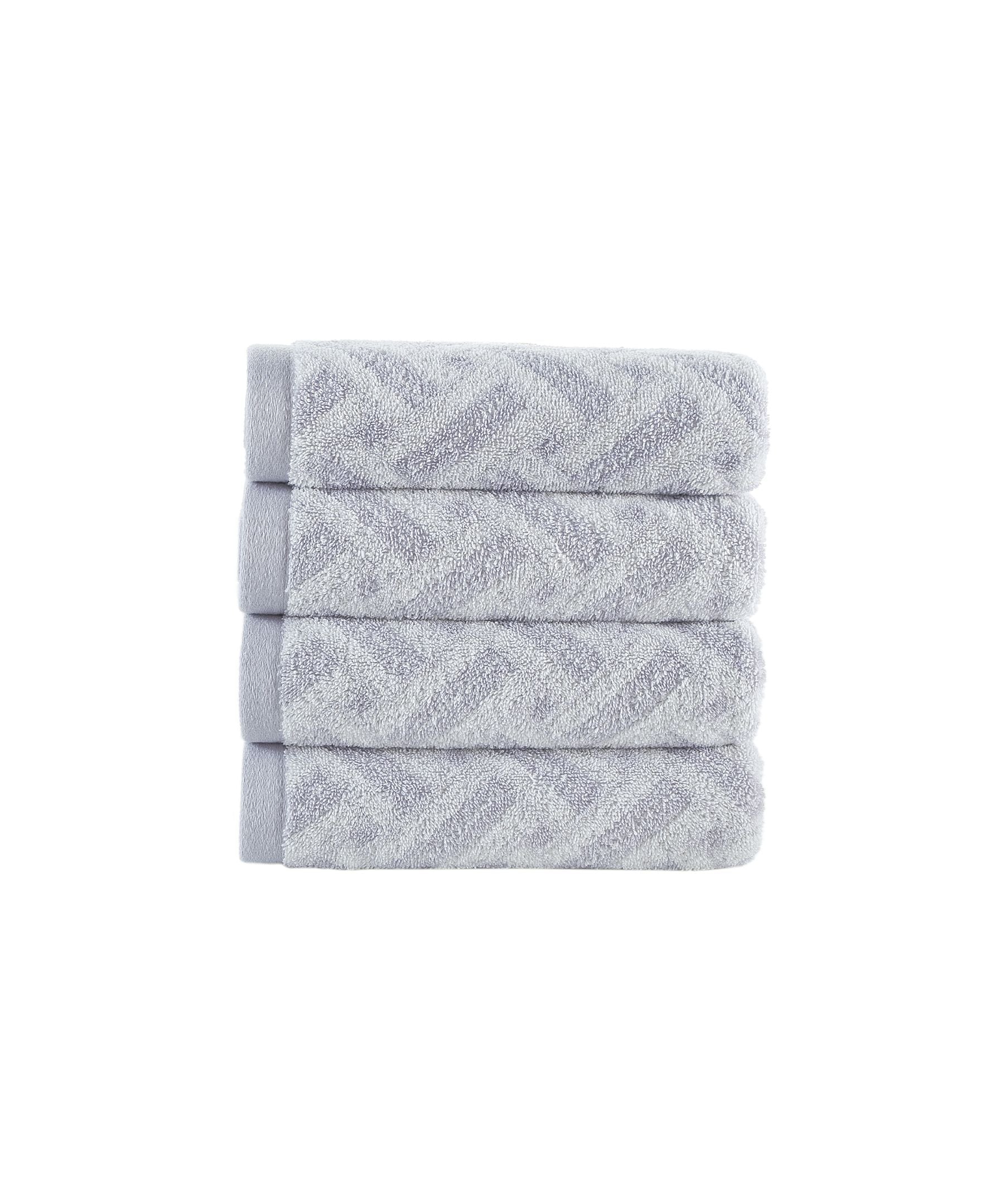  Brooks Brothers Criss Cross Stripe 4 Piece Hand Towel Set - Silver - Bonton