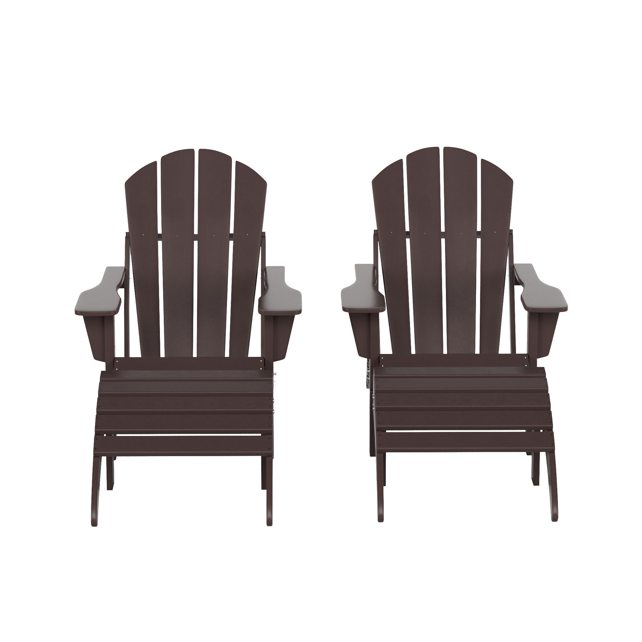  Westin Furniture 4-Piece Adirondack Conversation Chair with Footrest Ottoman Set - Black - Bonton