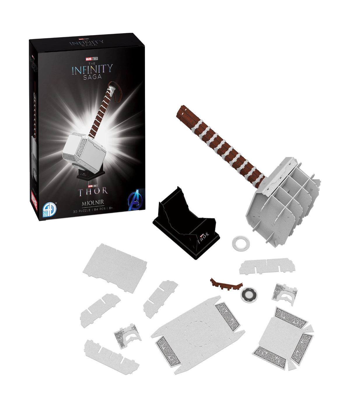  Marvel The Infinity Saga - Mjolnir - Thor's Hammer 3D Puzzle: 84 Pcs Multi - Multi - Bonton