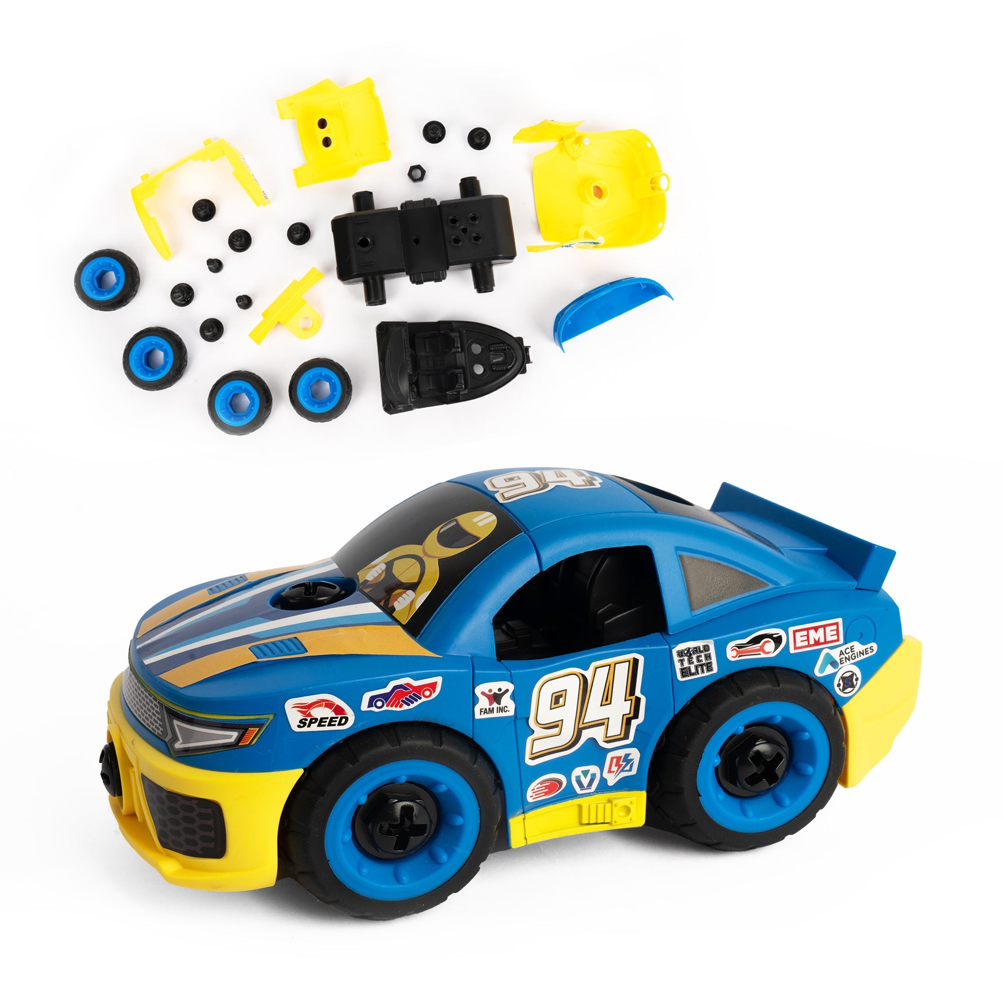  HobbyTron Team Nascar Pit Stop Playset With Take Apart Car (84 Pieces) - Default Title - Bonton