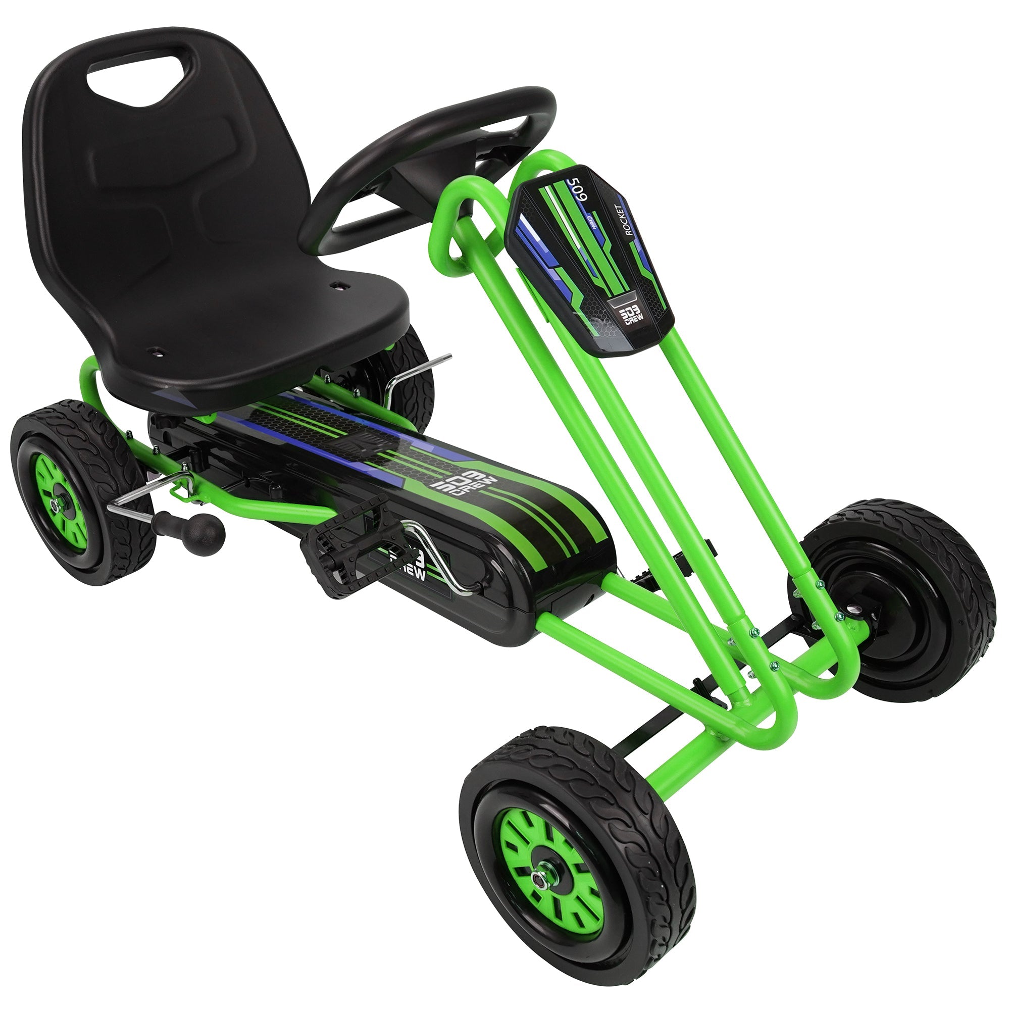  509 Crew Rocket Pedal Go Kart - Green | Pedal Car | Ride On Toys For Boys & Girls With Ergonomic Adjustable Seat & Sharp Handling, Ages 4+ - Multi - Bonton