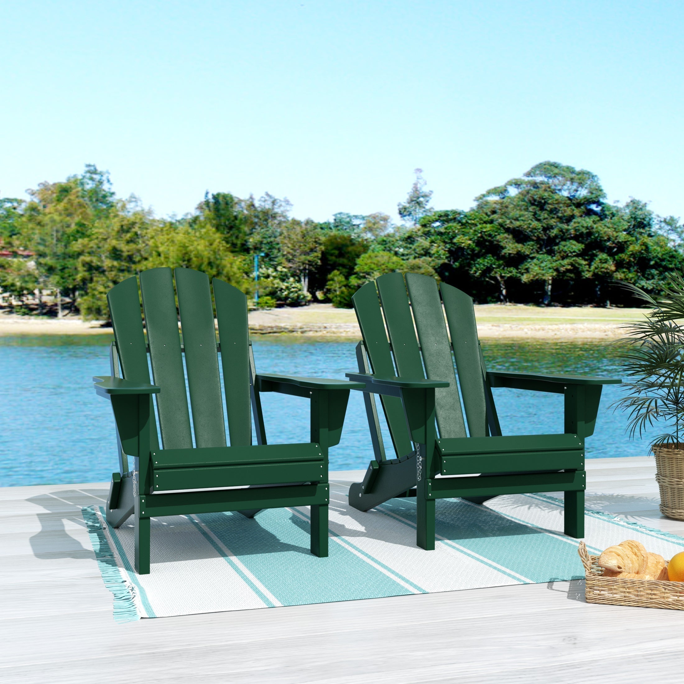  Westin Furniture Outdoor Folding Adirondack Chair, Set of 2 - Turquoise - Bonton