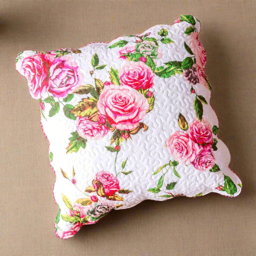  DaDa Bedding Collection DaDa Bedding Romantic Roses Spring Floral Pink Euro Pillow Sham Cover, 26