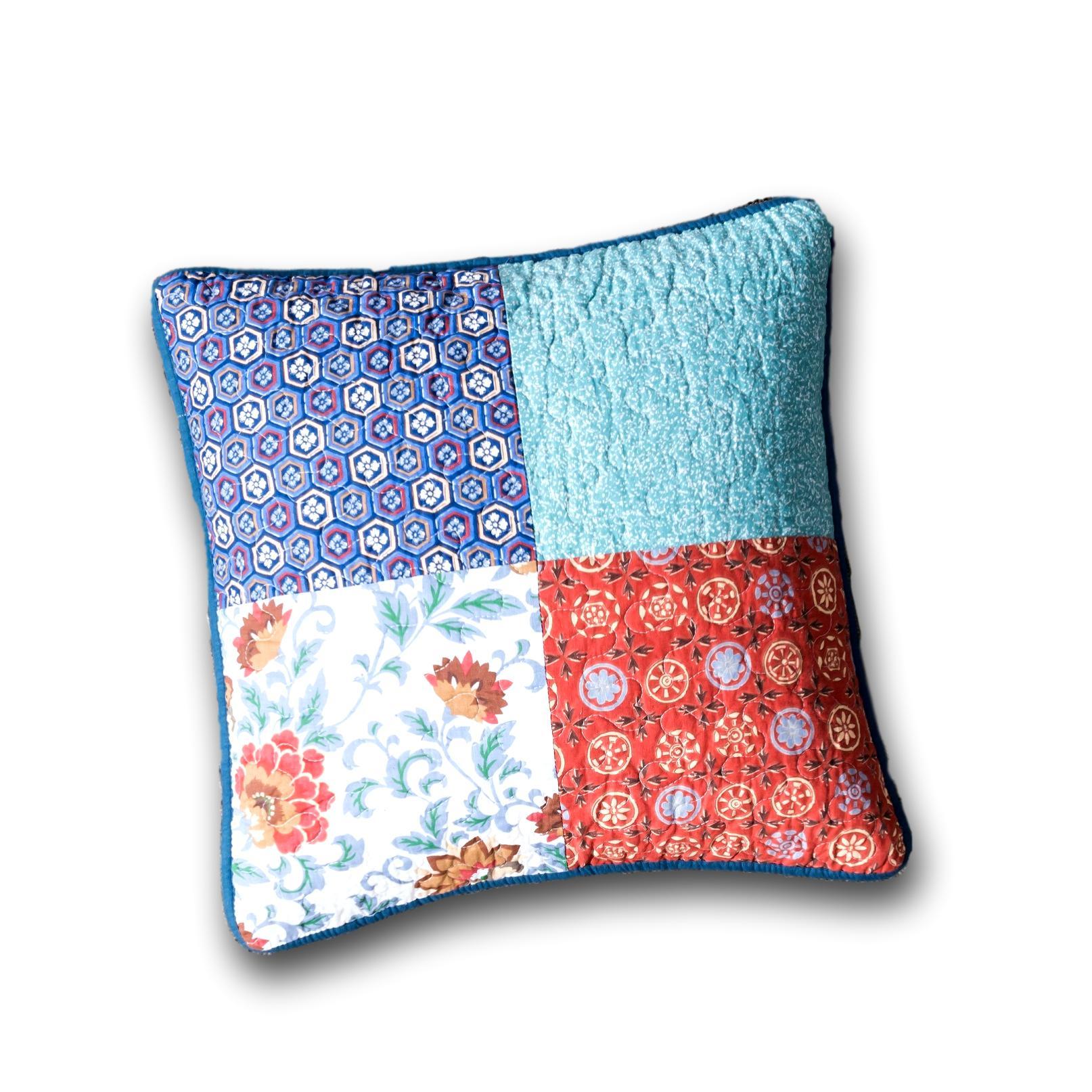  DaDa Bedding Collection DaDa Bedding Set of 2-Pieces Bohemian Vibes Patchwork Floral Throw Pillow Covers, 18