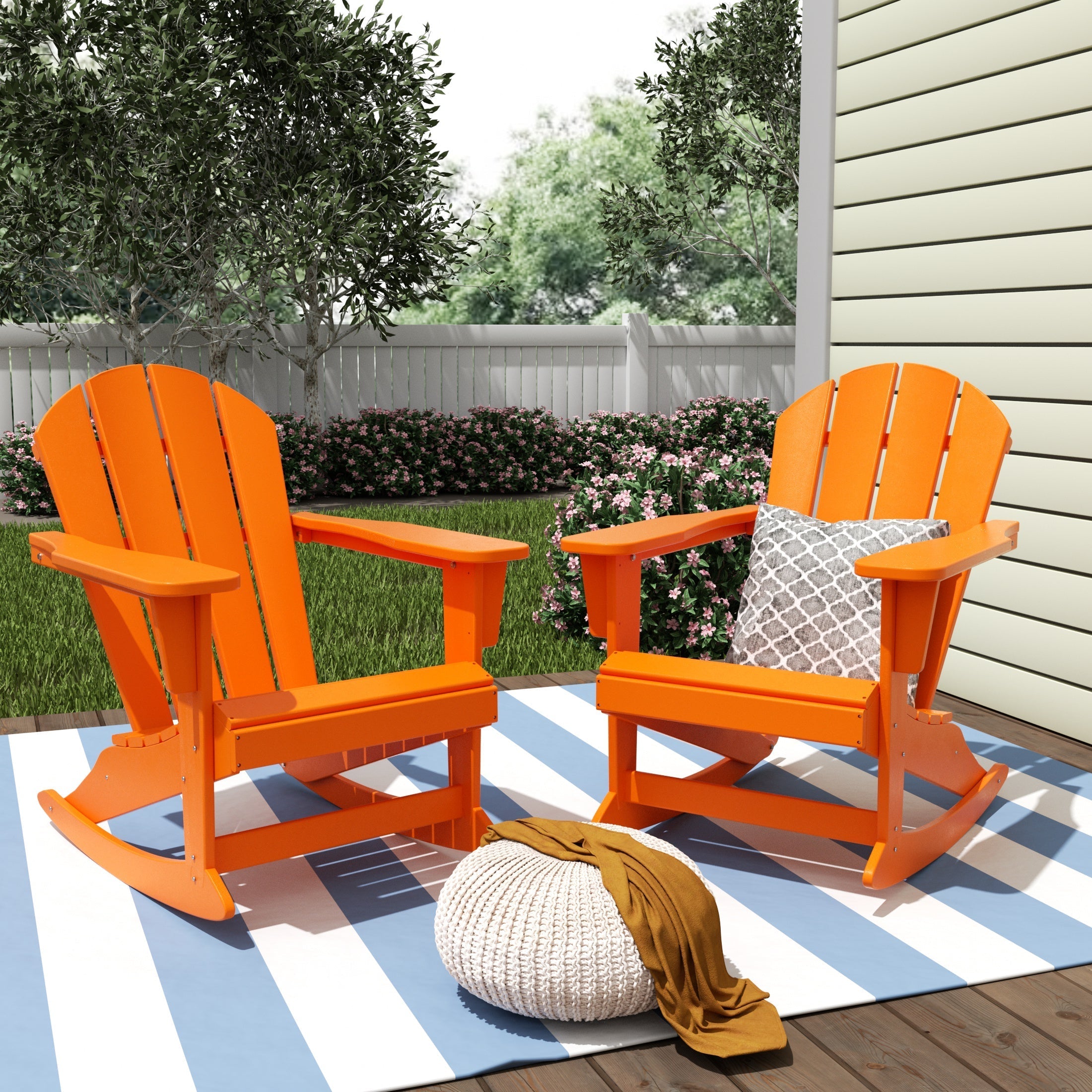  Westin Furniture Outdoor Patio Porch Rocking Adirondack Chair, Set of 2 - Weathered Wood - Bonton