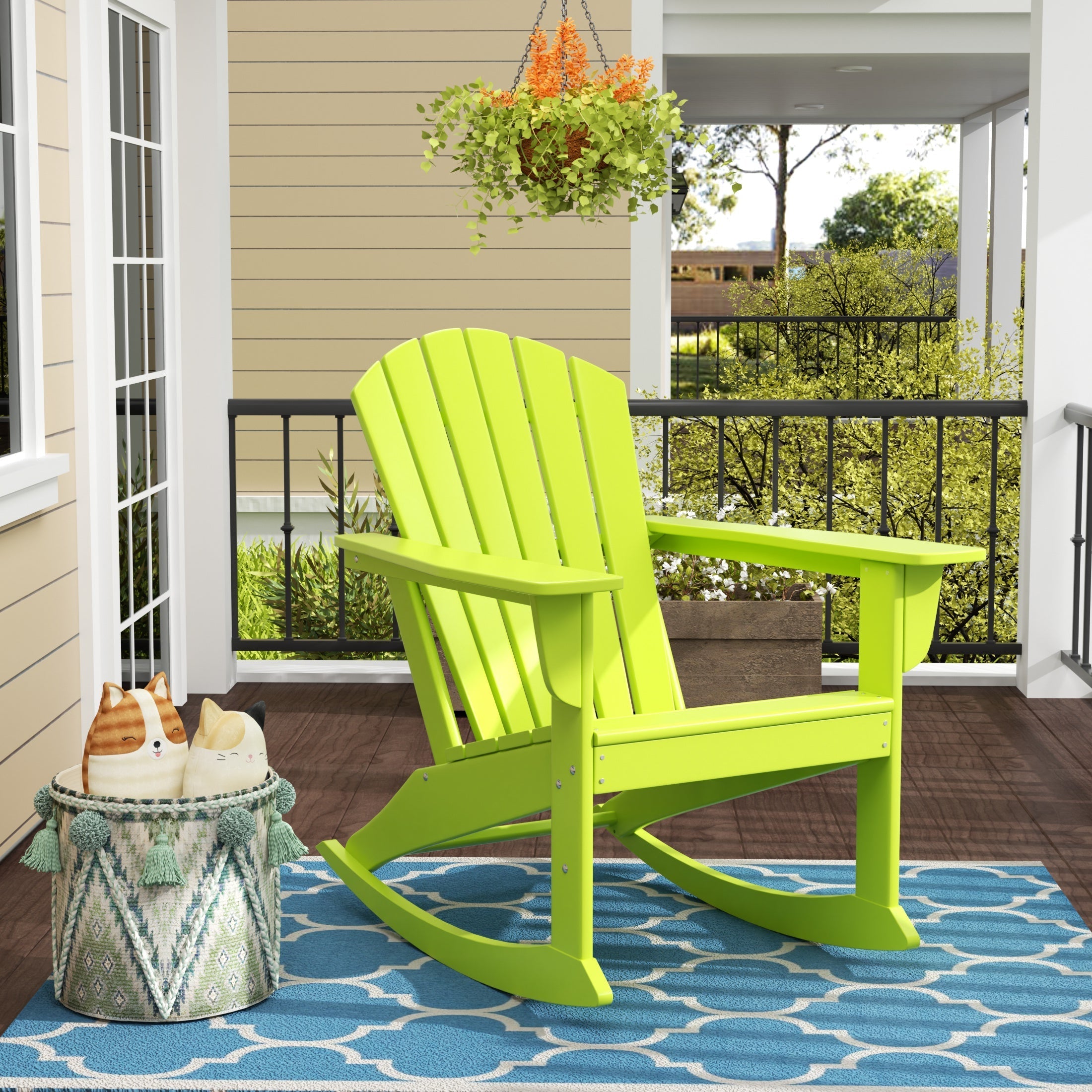  Westin Furniture Altura Outdoor Rocking Adirondack Chair - Pacific Blue - Bonton