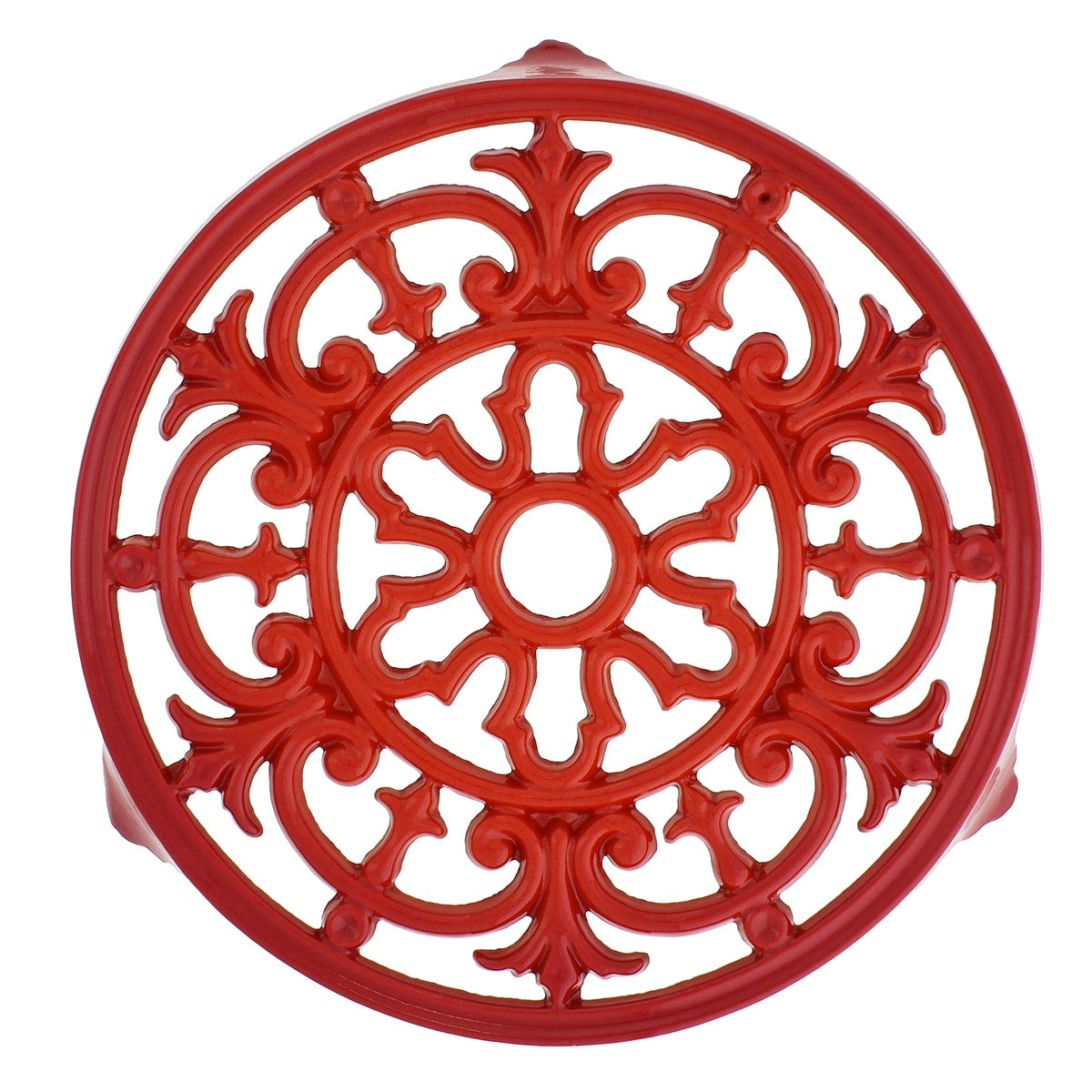  Chasseur Chasseur French Fleur De Lys Enameled Cast Iron Trivet, 9-Inch Diameter, Red - Default Title - Bonton