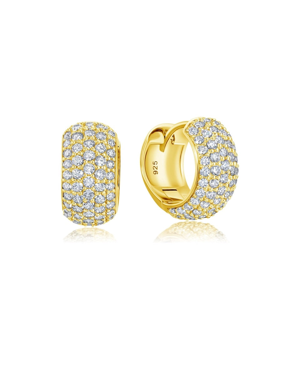  CRISLU Small Pave Huggie Earrings in Gold - 18kt Yellow Gold - Bonton