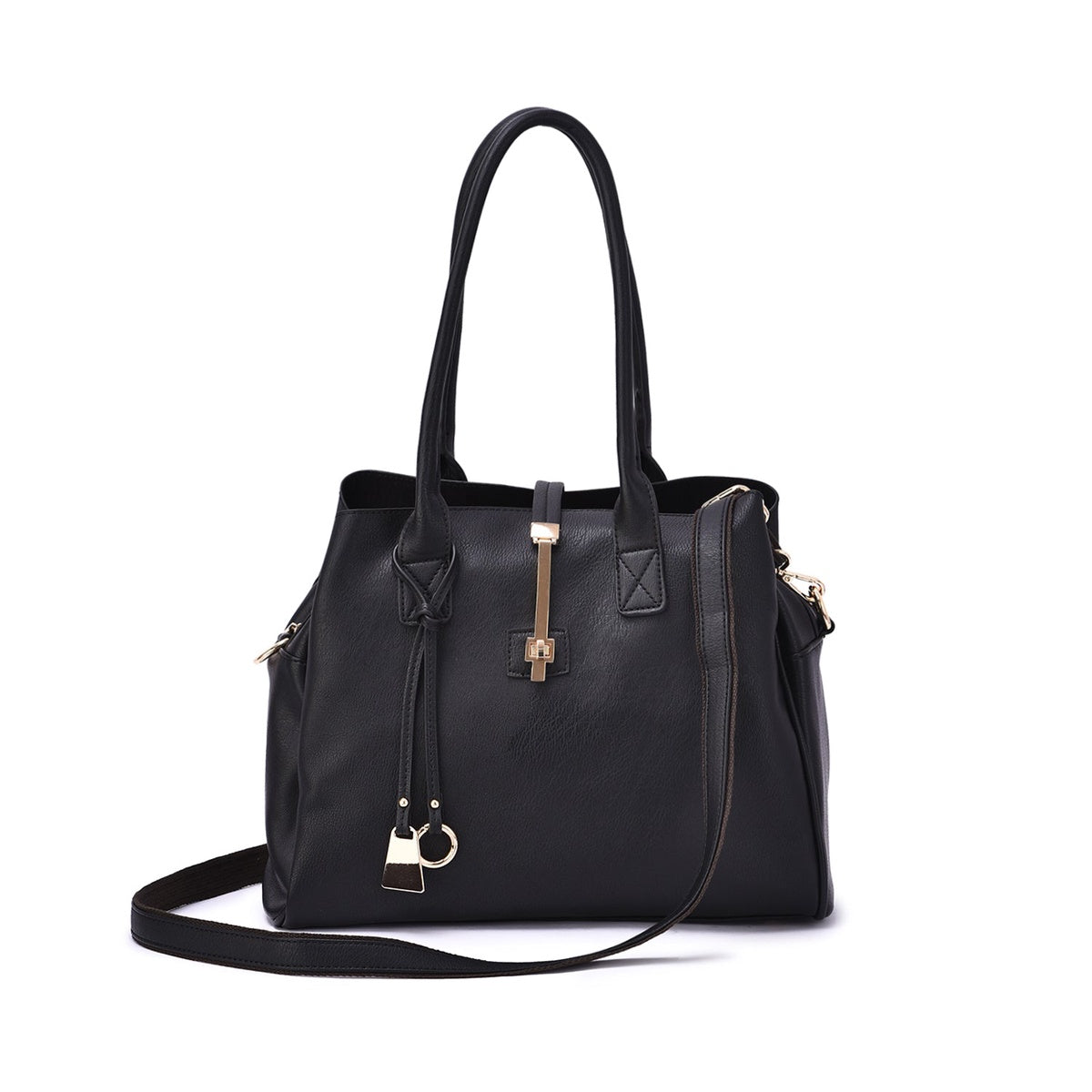  Mellow World Jasmine Structured 3-Compartment Satchel - Black - Bonton