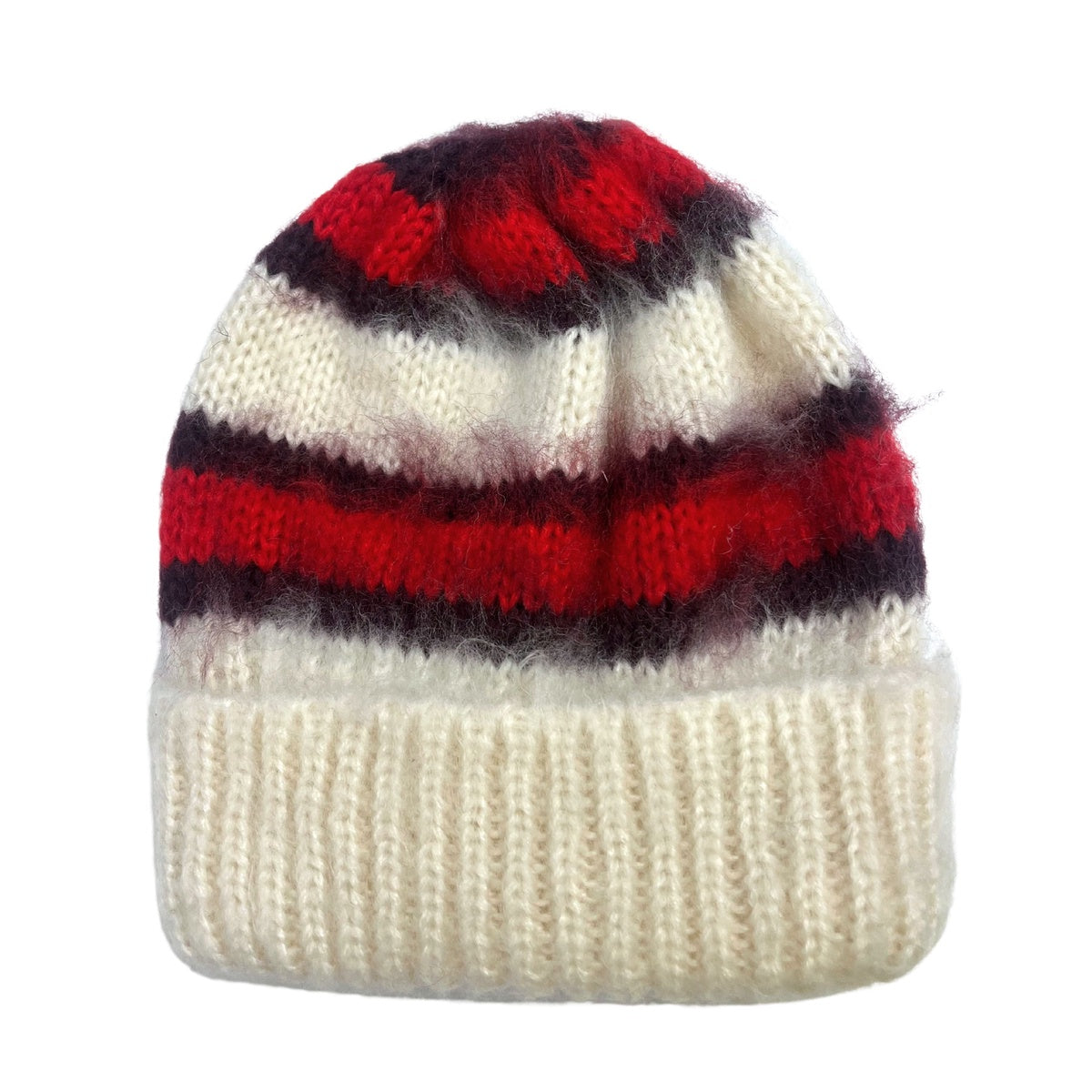  Marcus Adler Stripe Fuzzy Hair Beanie - Red - Bonton