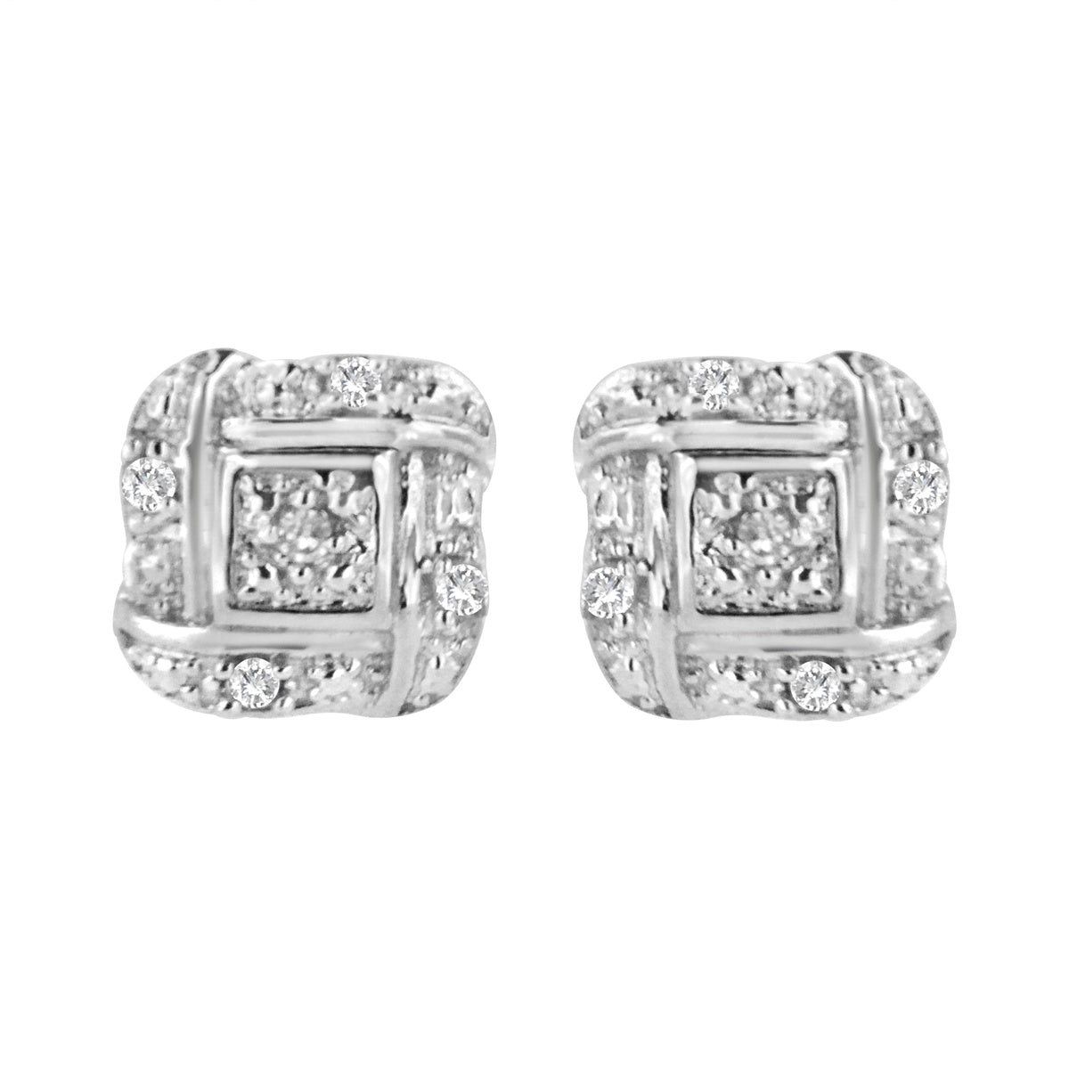  Haus of Brilliance .925 Sterling Silver Round-Cut Diamond Accent Swirl Square Knot Stud Earrings (H-I Color, I2-I3 Clarity) - Default Title - Bonton