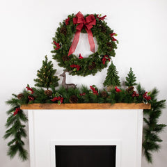 Pre-Lit Battery Operated Canadian Pine Christmas Wreath - 30" - Clear LED Lights