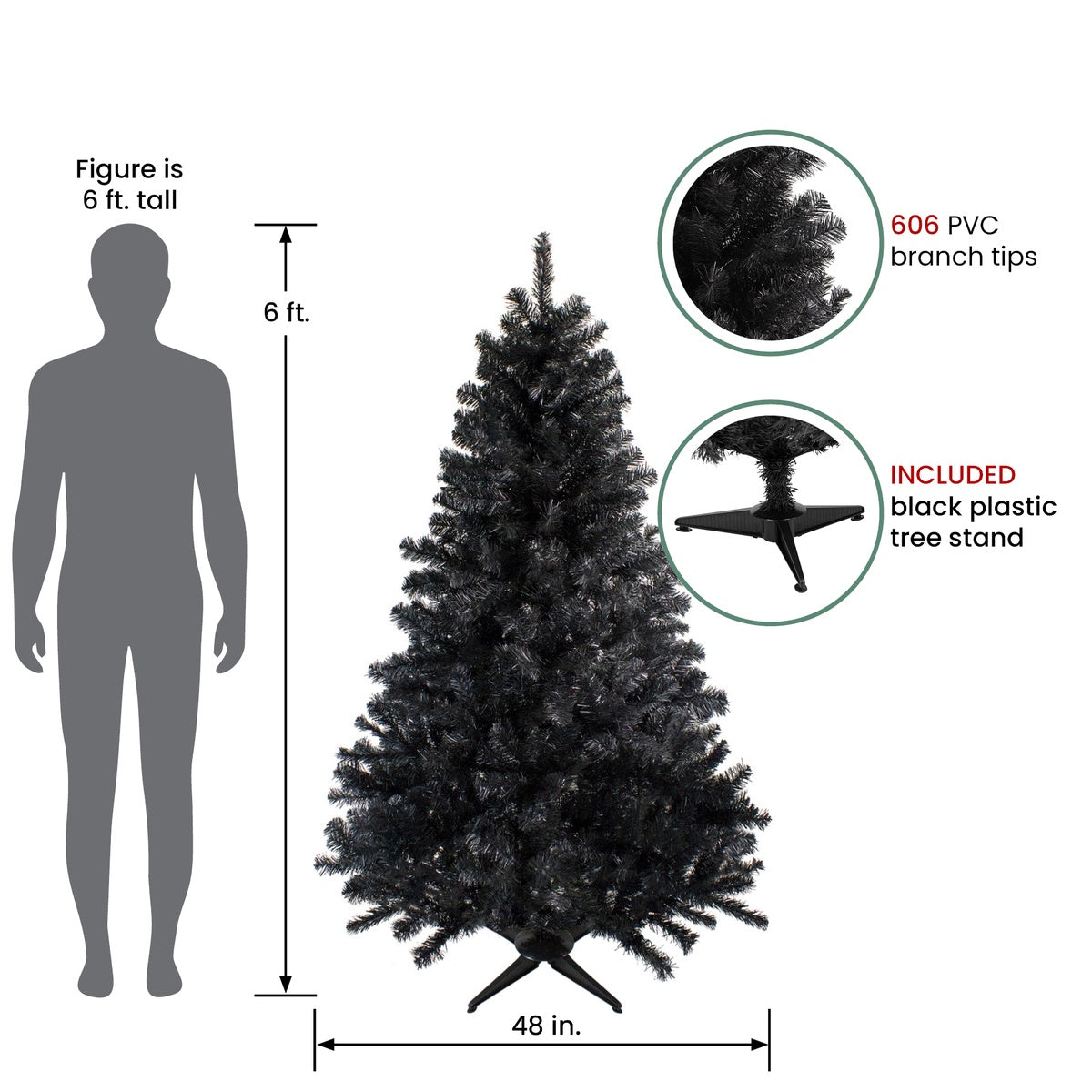  Northlight Full Colorado Spruce Artificial Halloween Tree - 6' - Black - Unlit - Default Title - Bonton