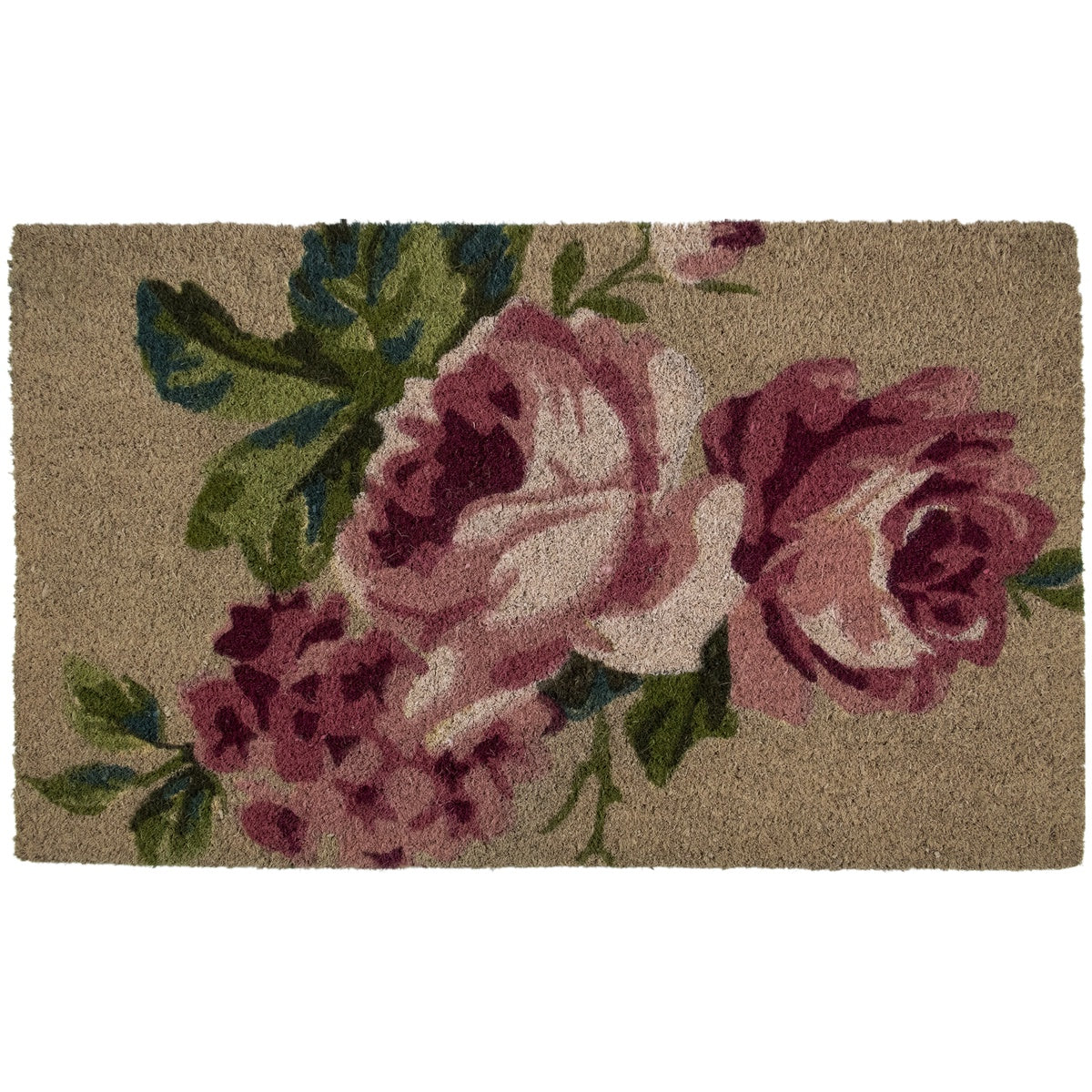  Northlight Natural Coir Pink and Green Floral Spring Doormat 18