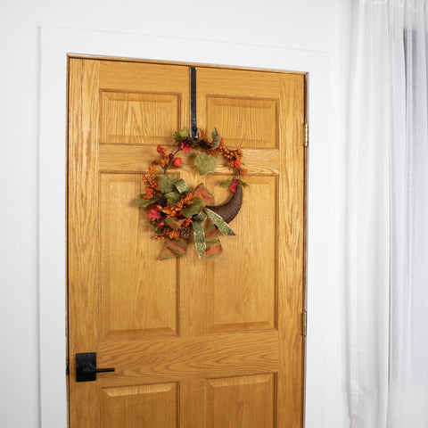 Brown and Orange Leaves and Berries Fall Harvest Wreath  20-Inch